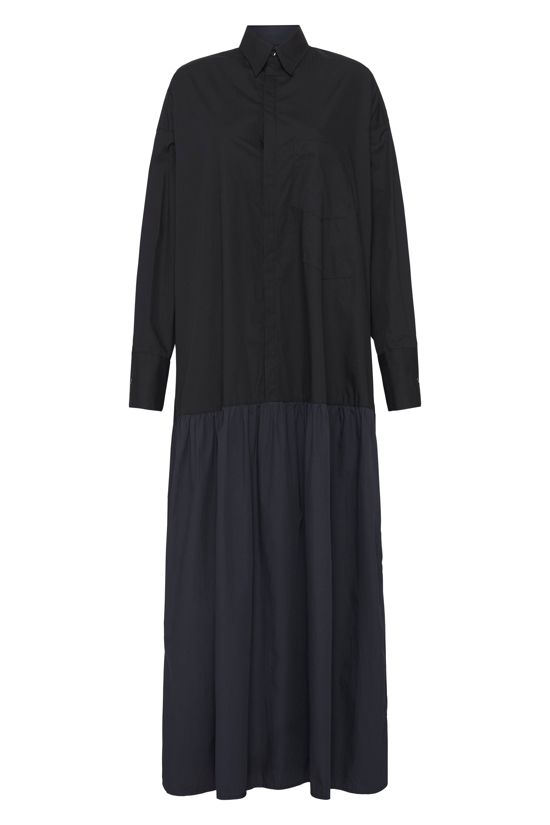 contrast gathered skirt dress