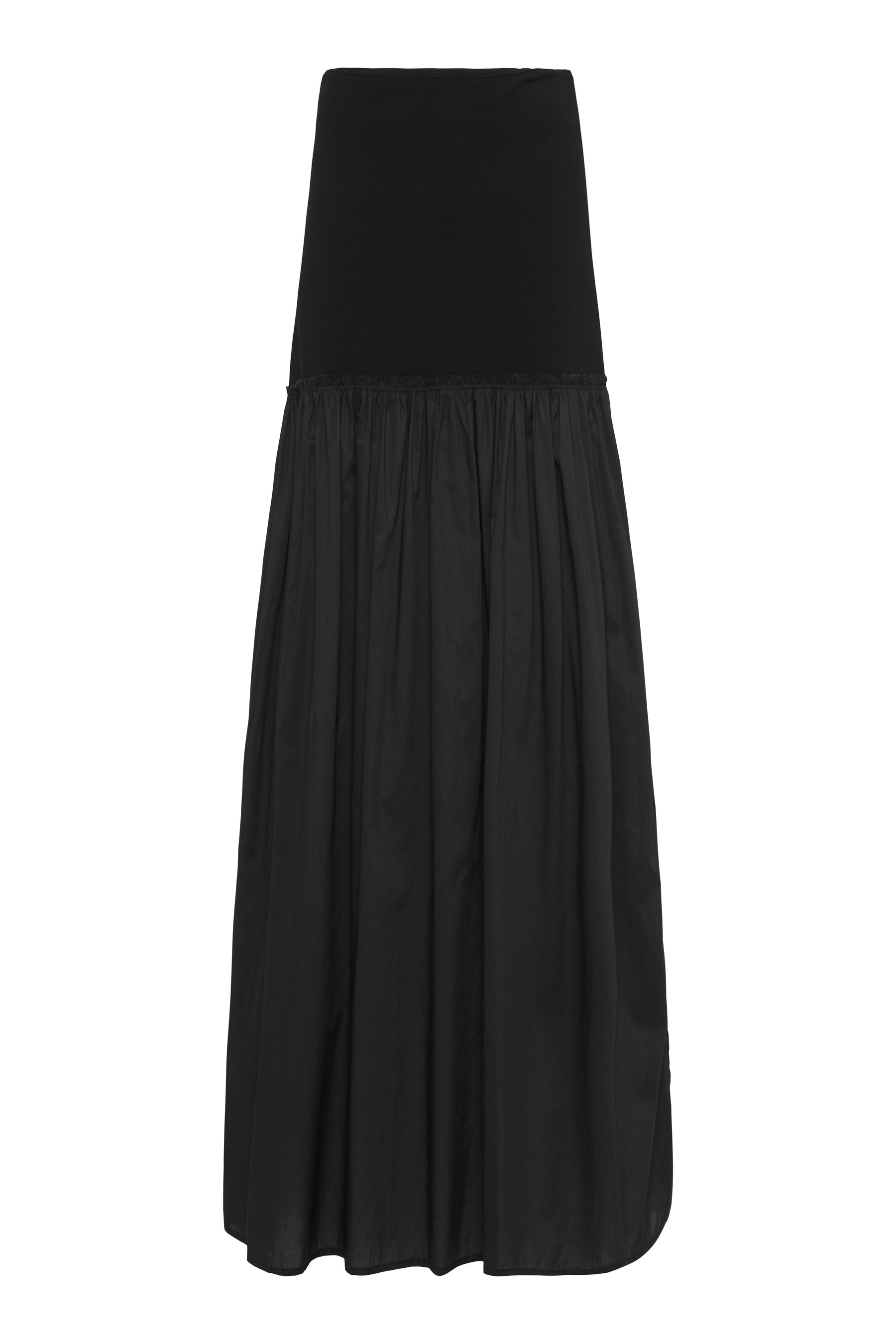 contrast gathered cotton skirt