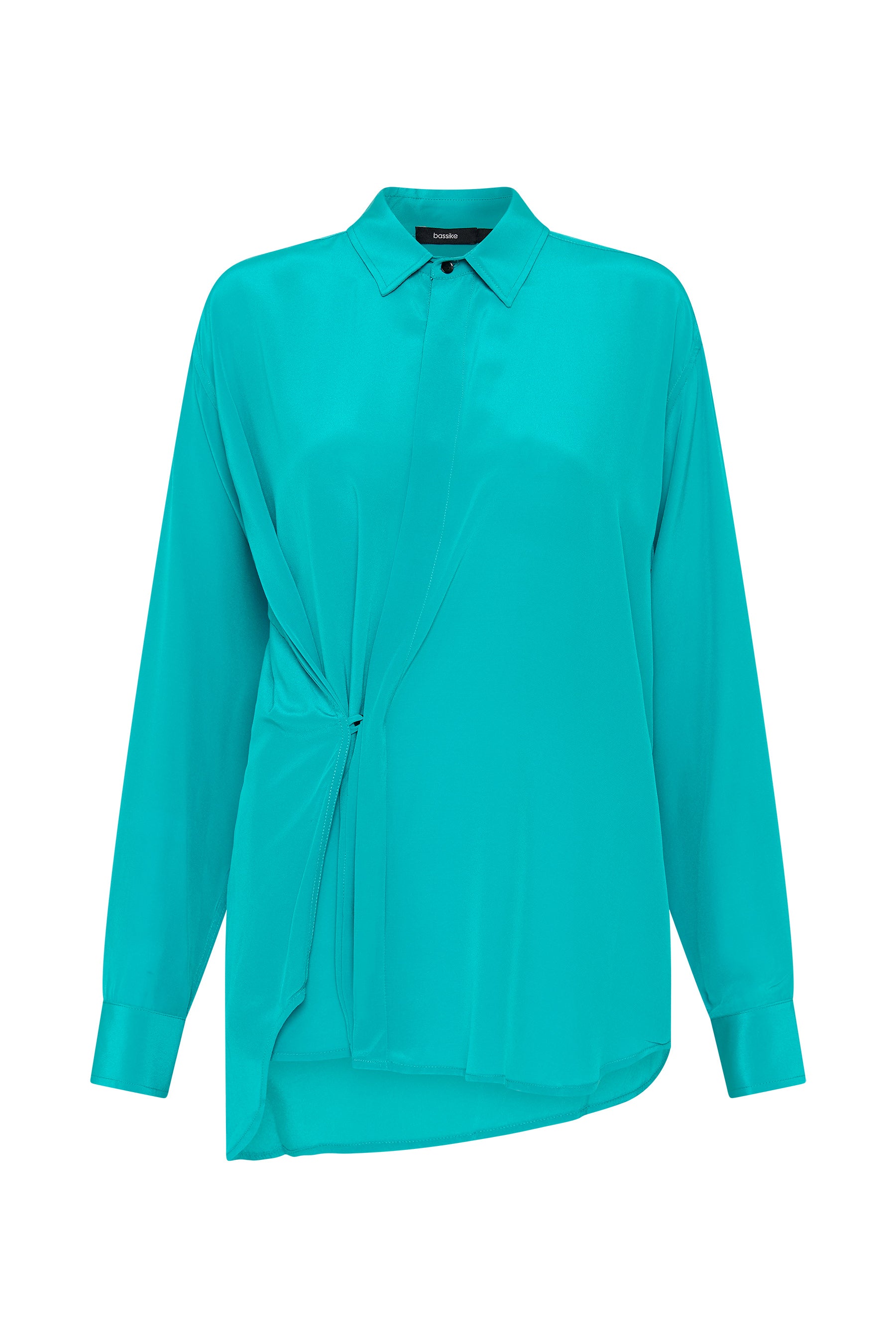 silk cinched waist shirt