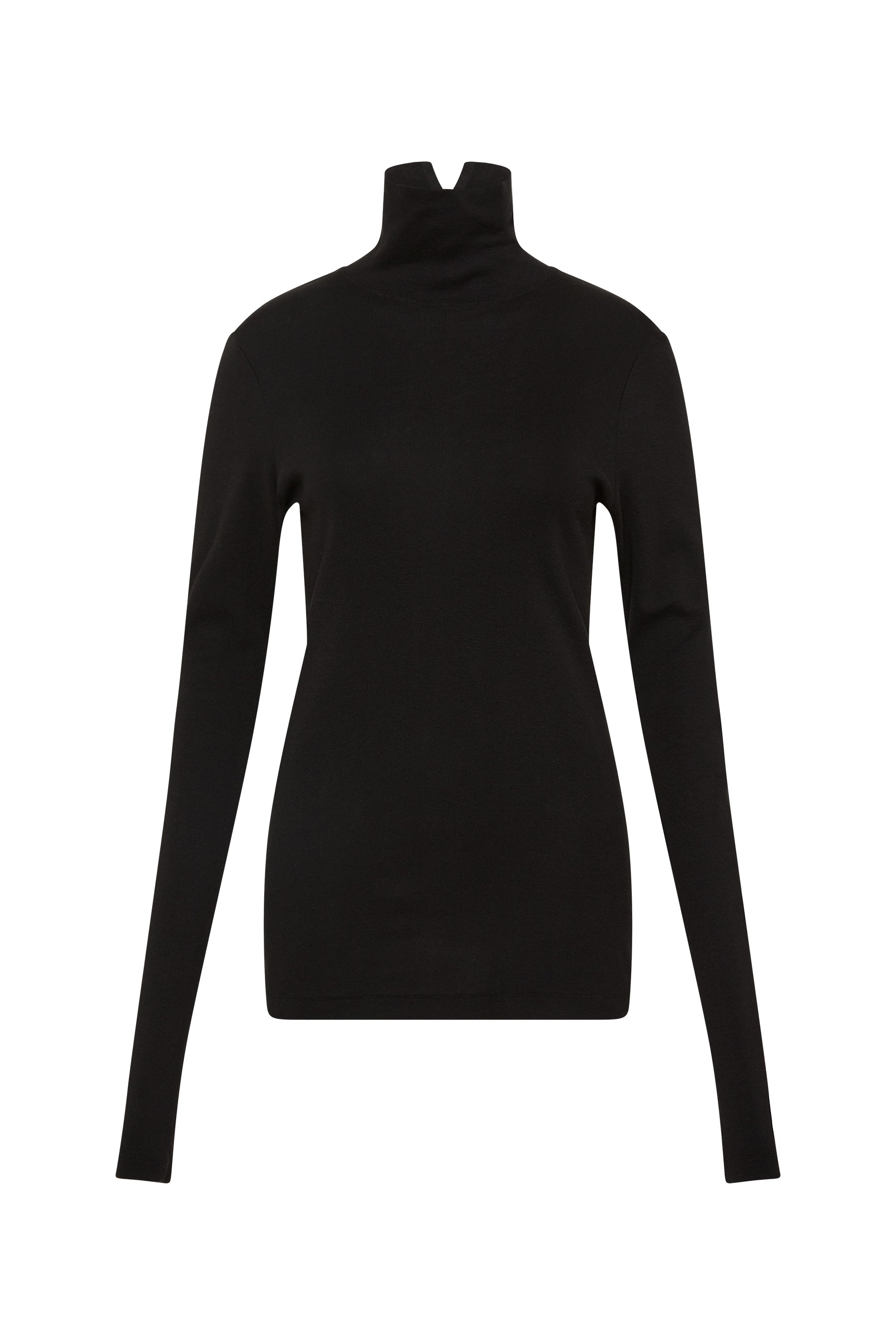 slim rib funnel long sleeve t.shirt
