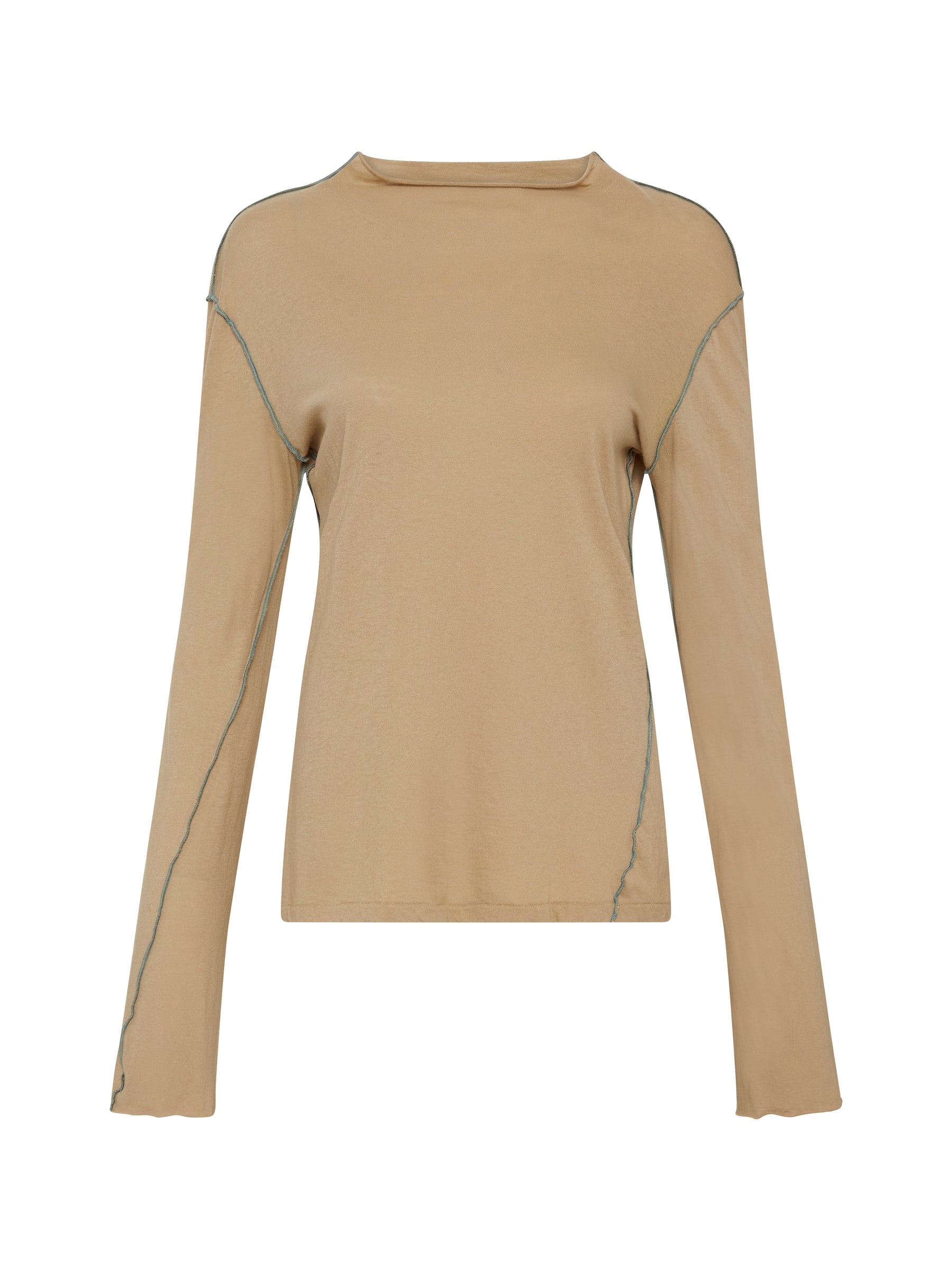 contrast raised neck long sleeve t.shirt