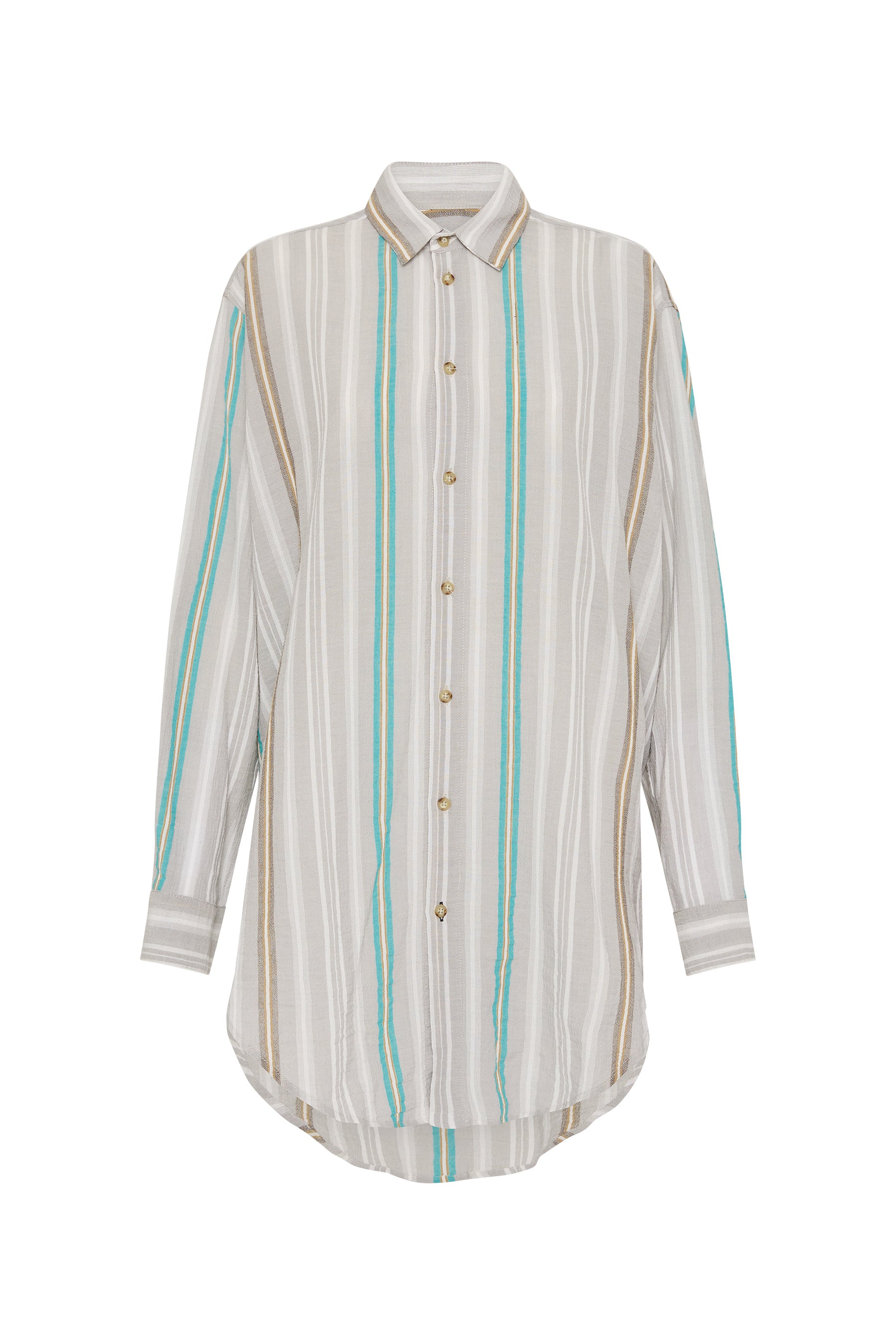 stripe gauze longerline shirt