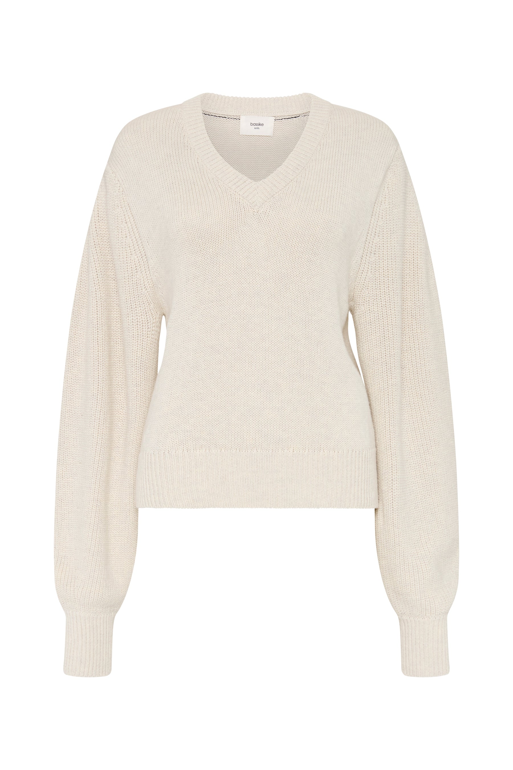 balloon sleeve v neck knit