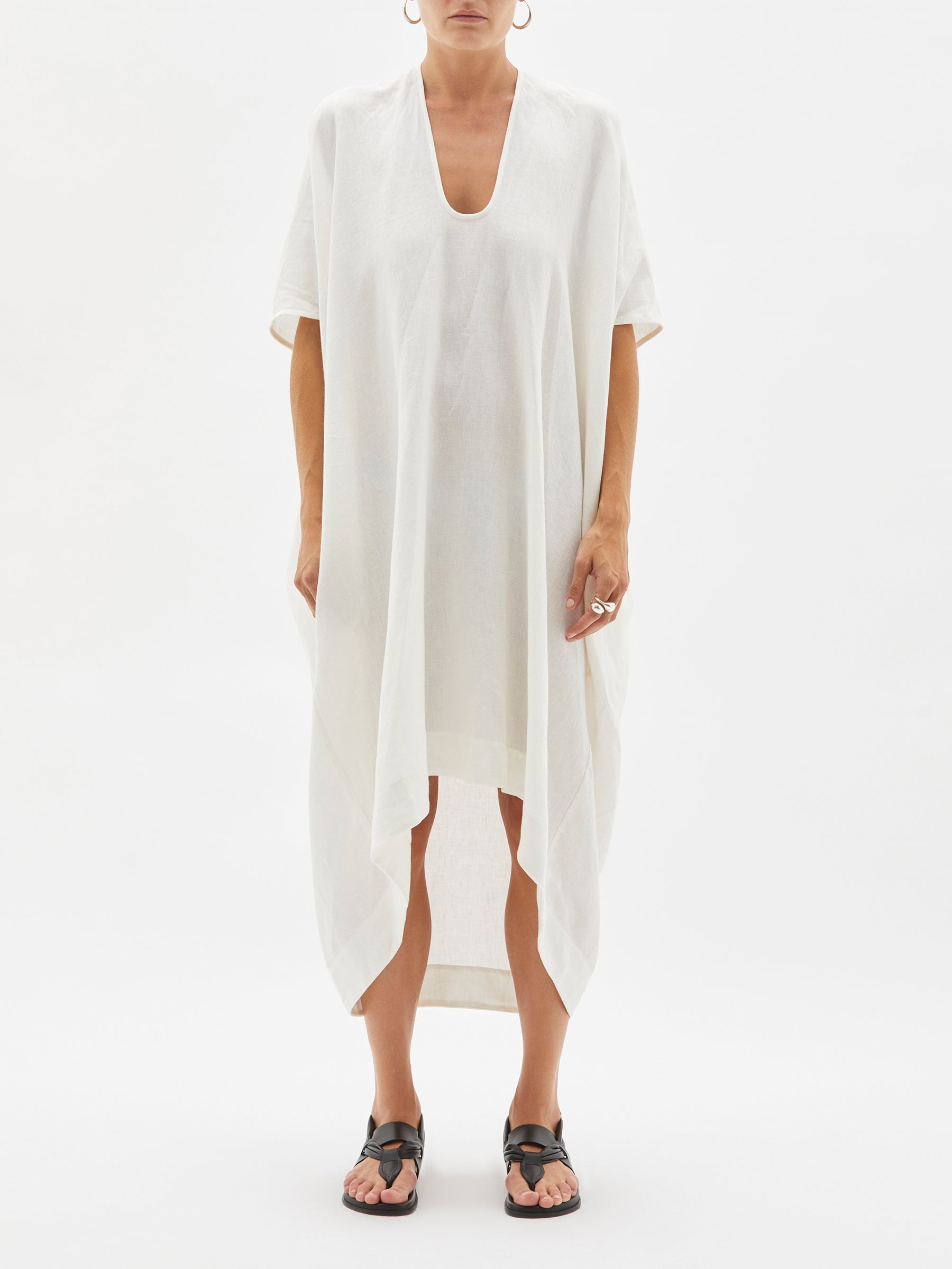 linen v neck beach dress