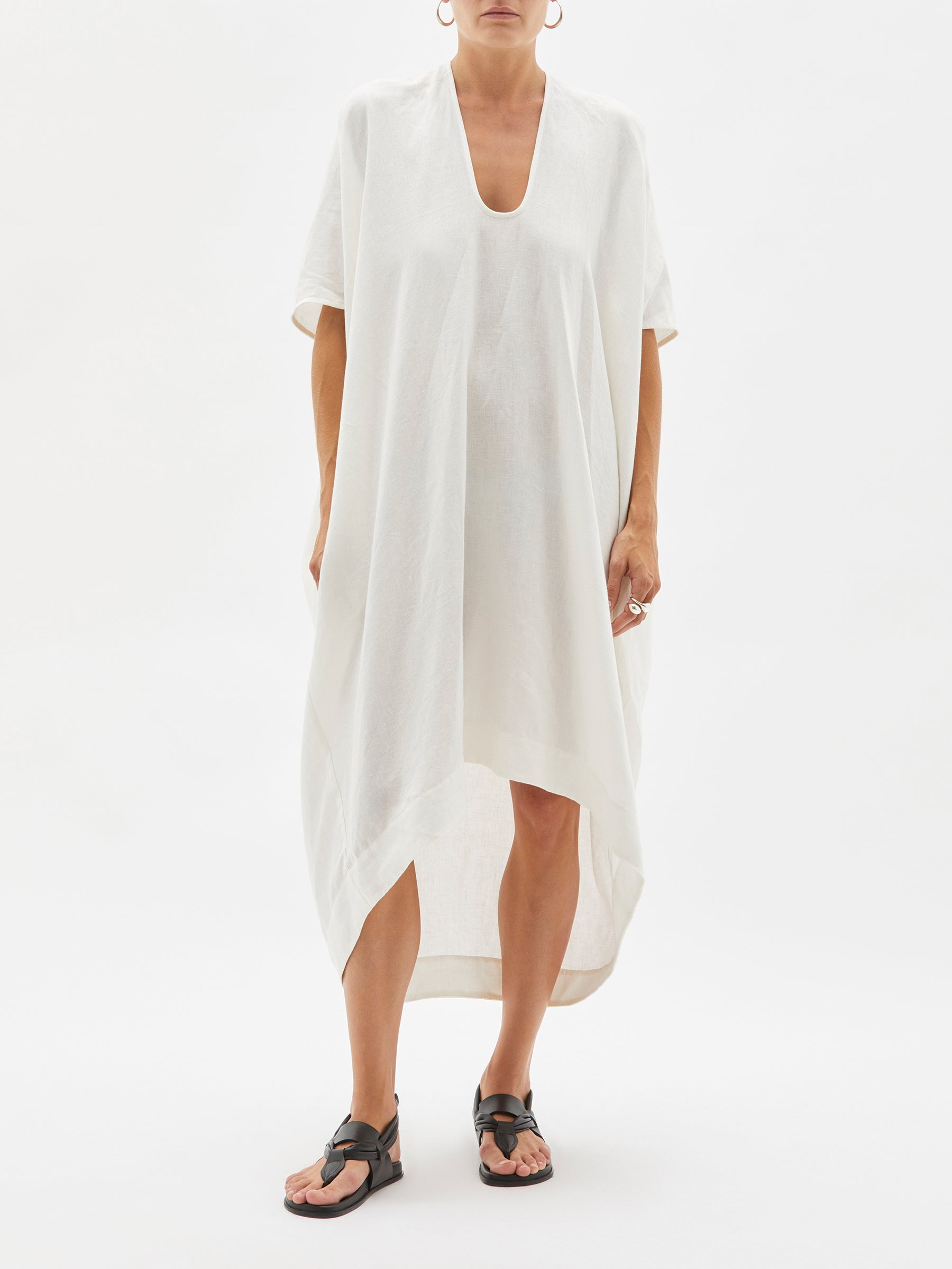 linen v neck beach dress