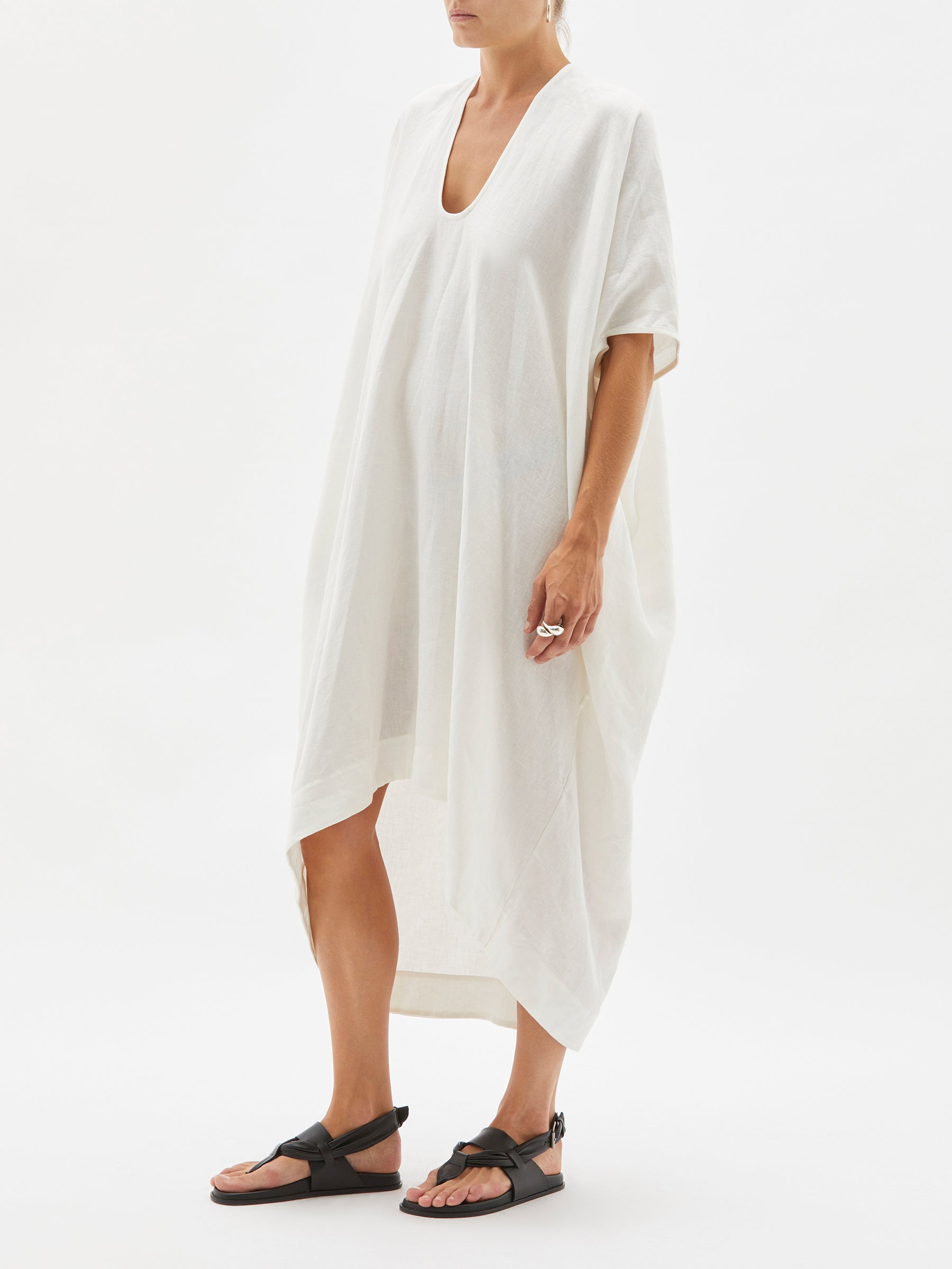 linen v neck beach dress