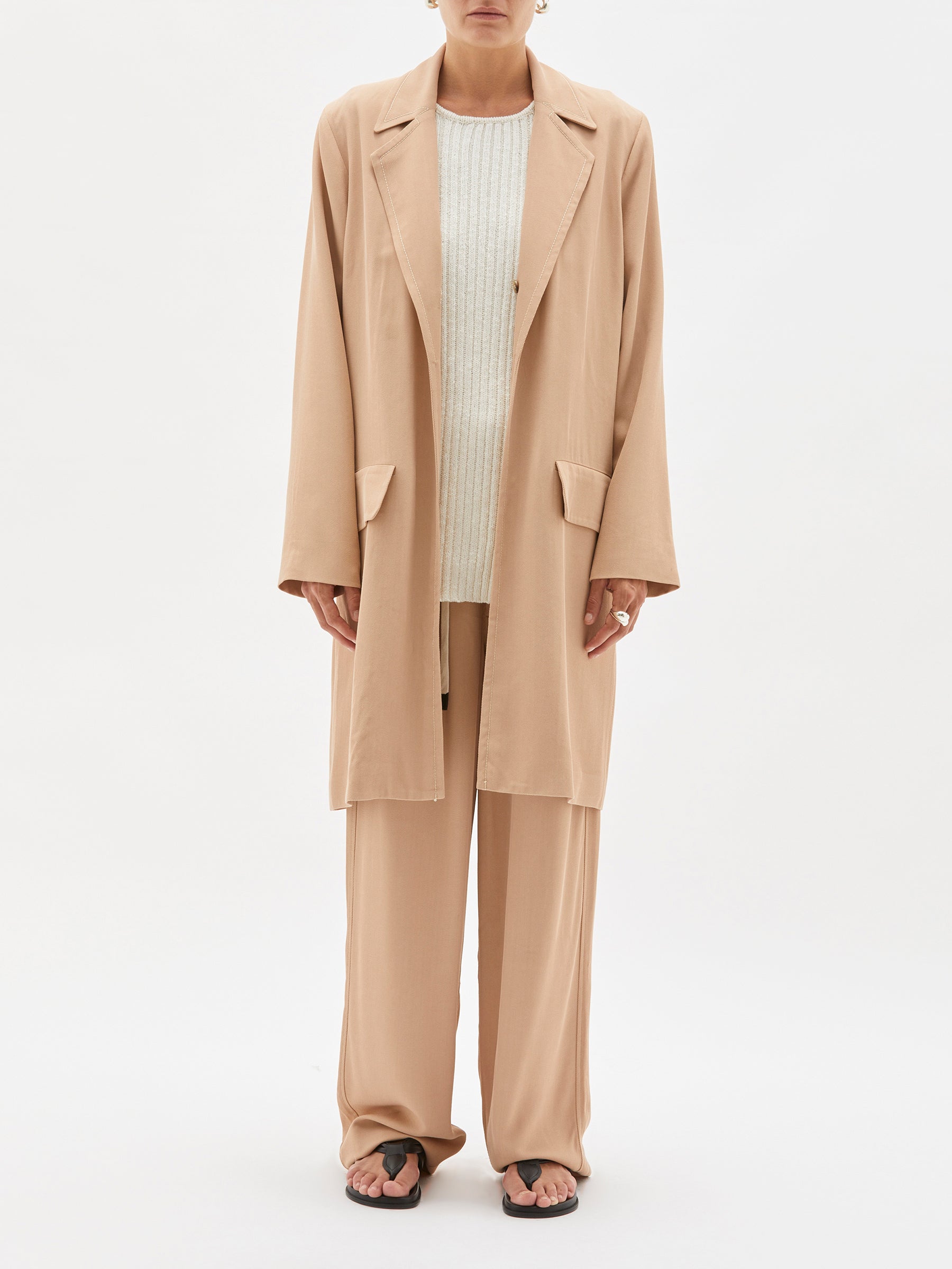 viscose twill travel trench