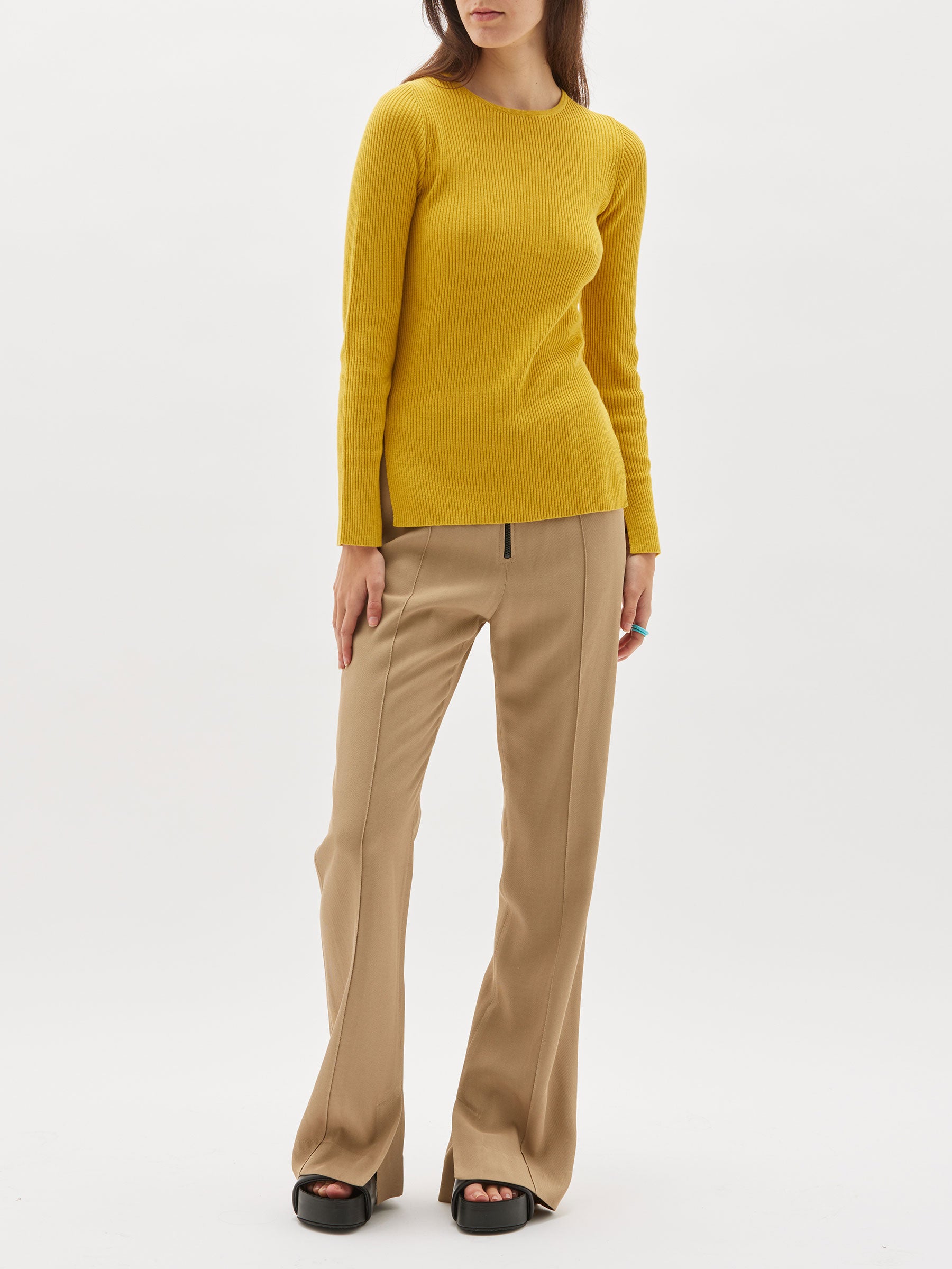 fine cotton linen ribbed knit