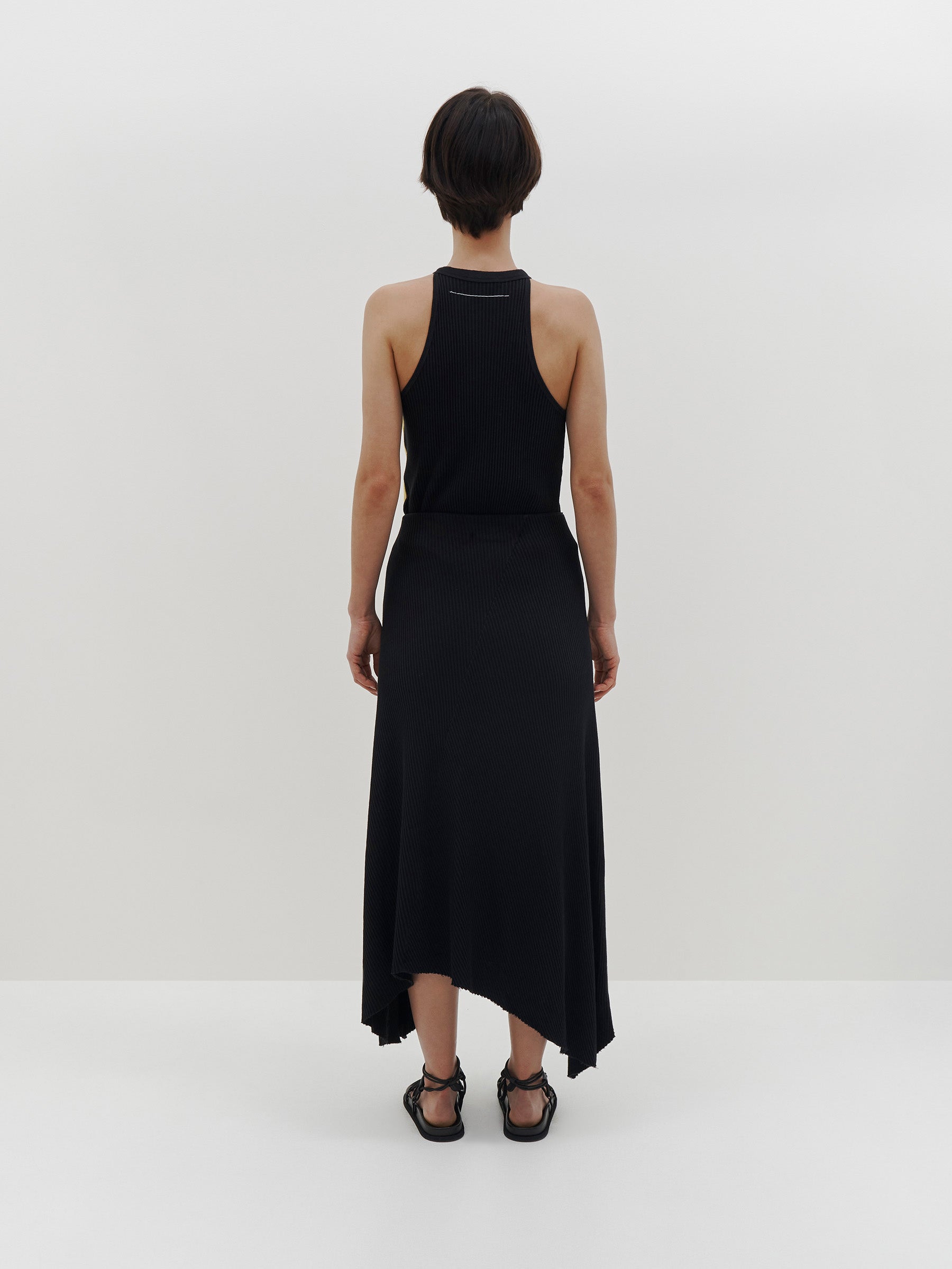 panelled drapey rib skirt