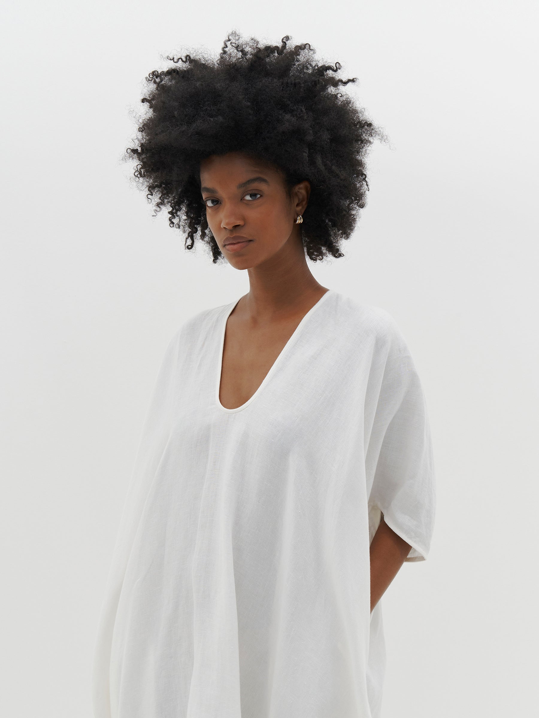linen v neck beach dress