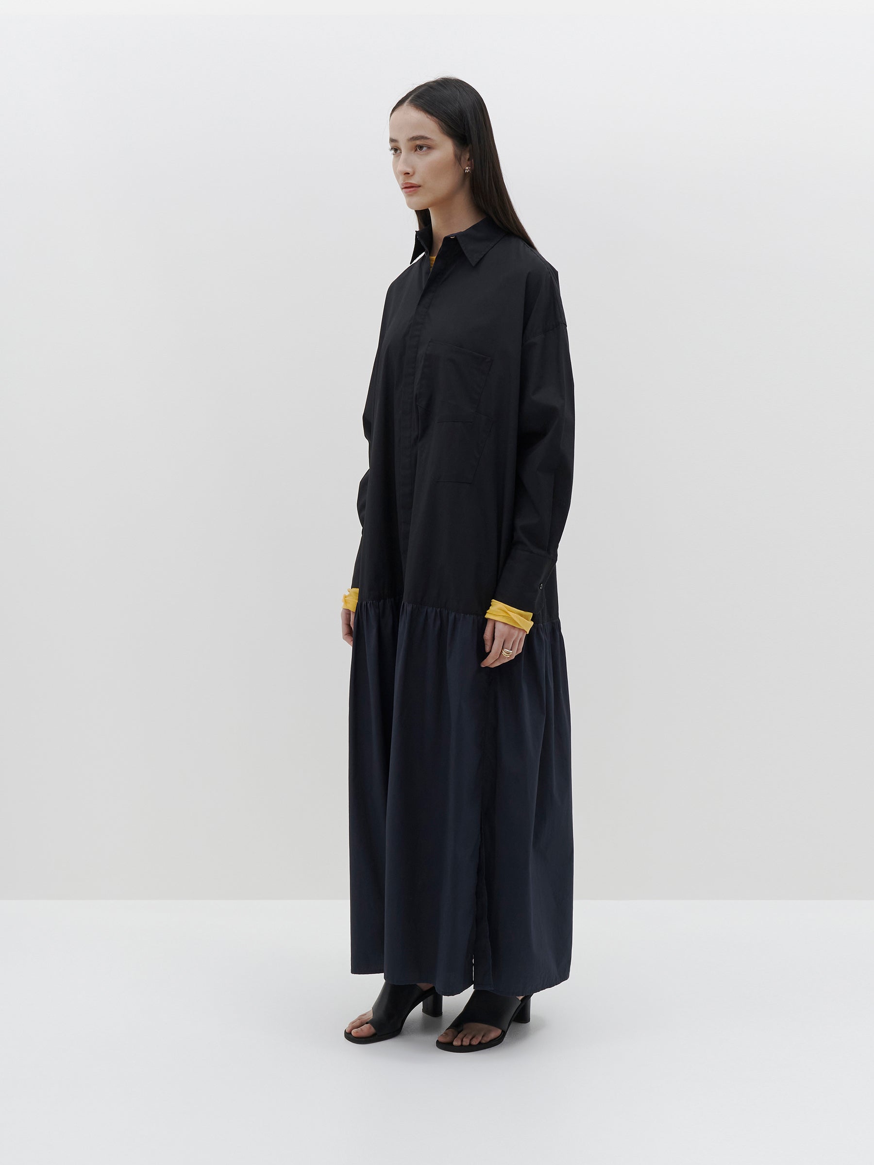 contrast gathered skirt dress