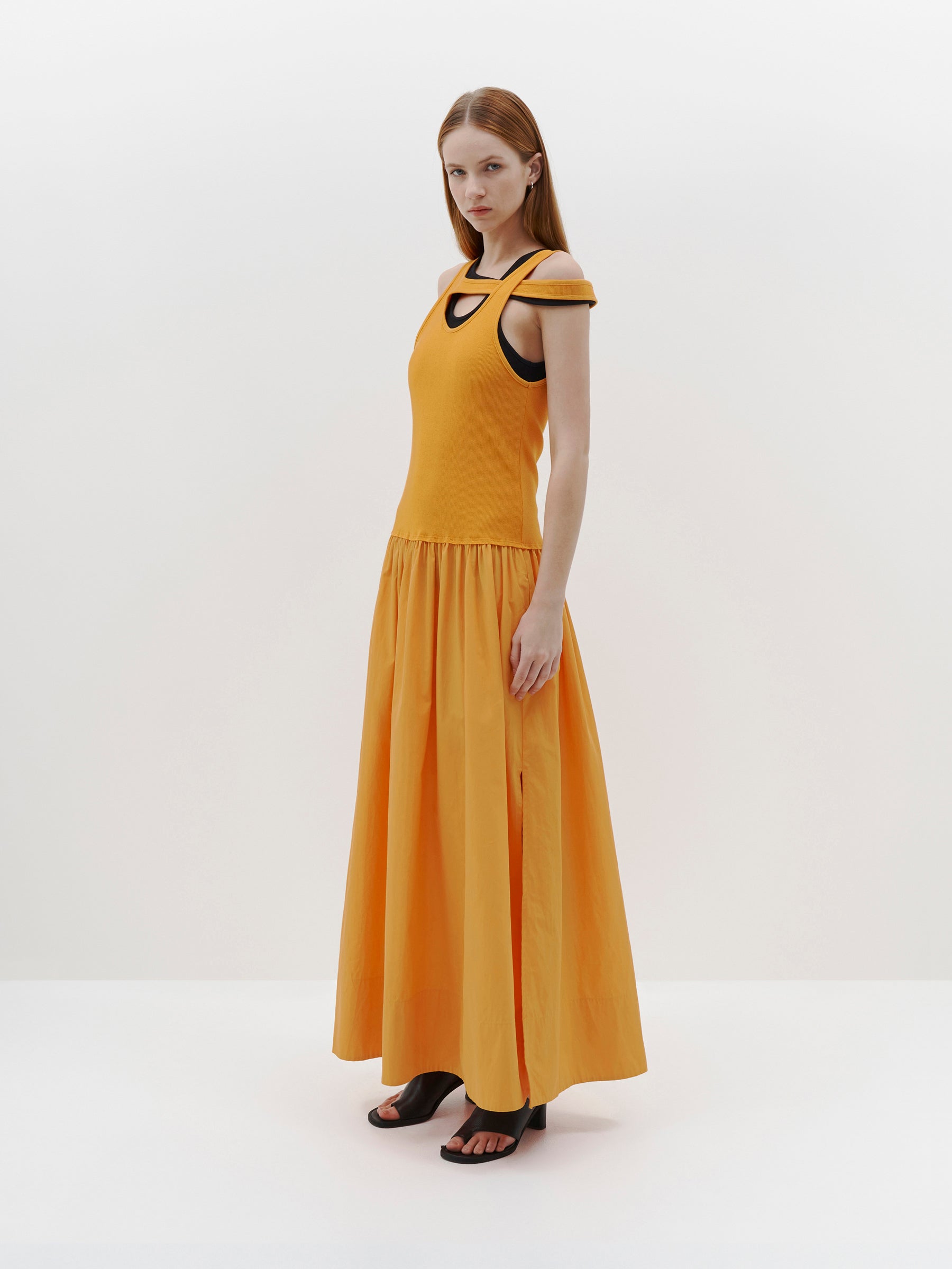 crossover contrast tank dress