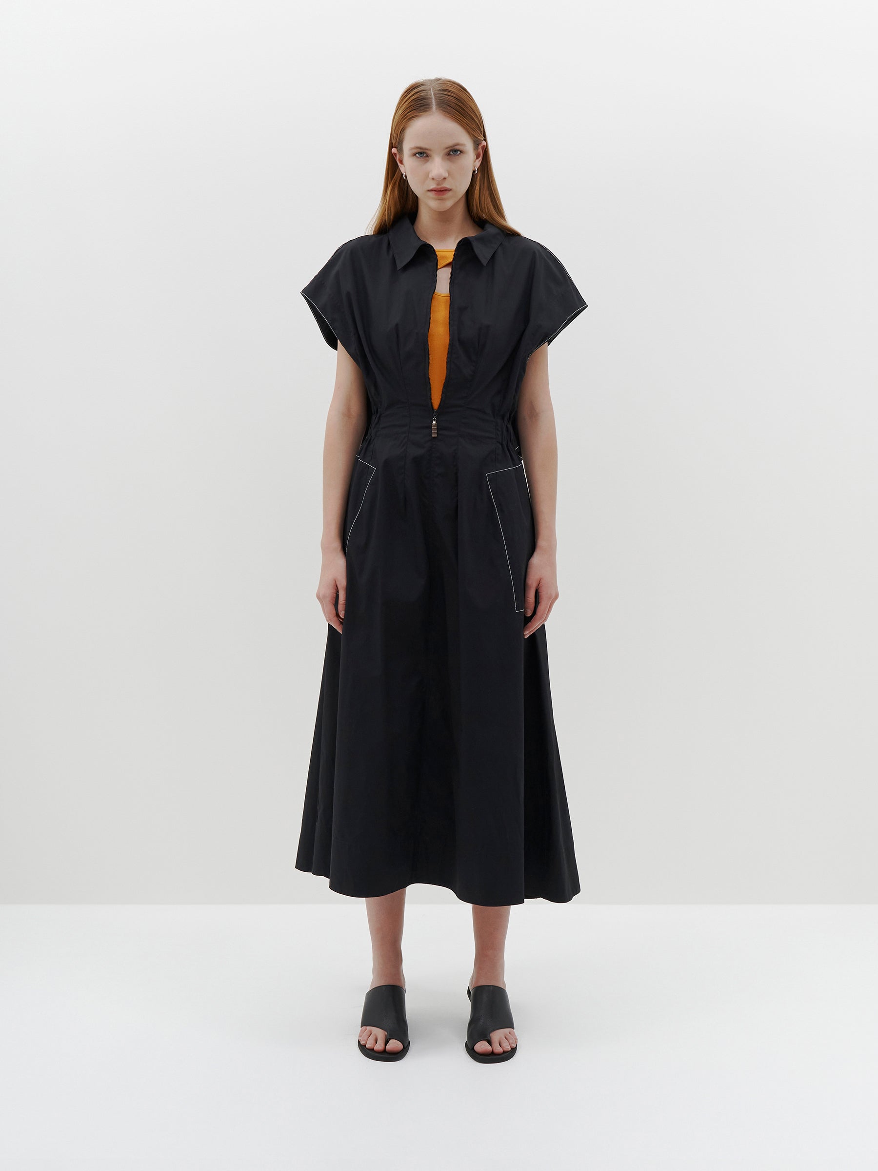 darted cotton shirt dress