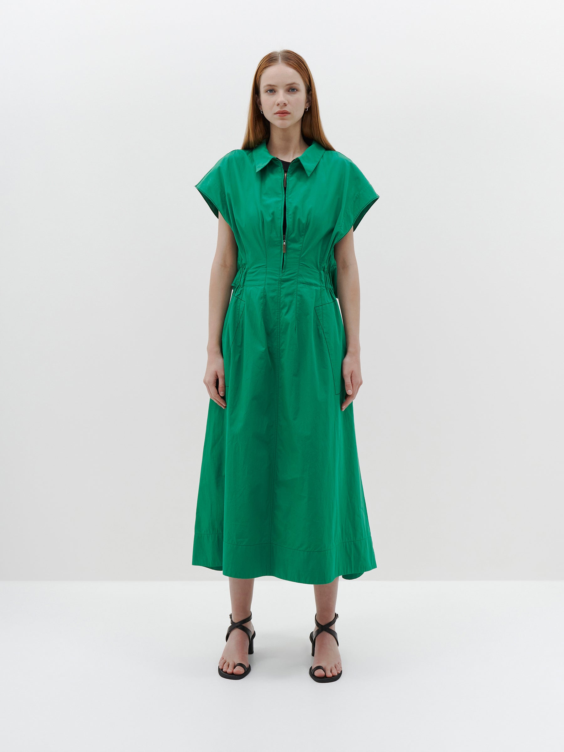 darted cotton shirt dress