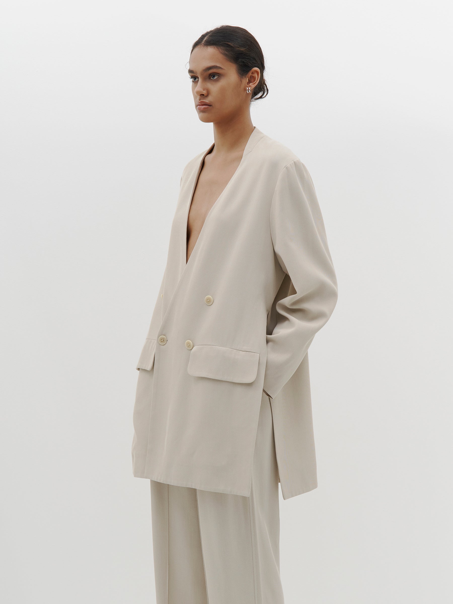 viscose side split travel coat