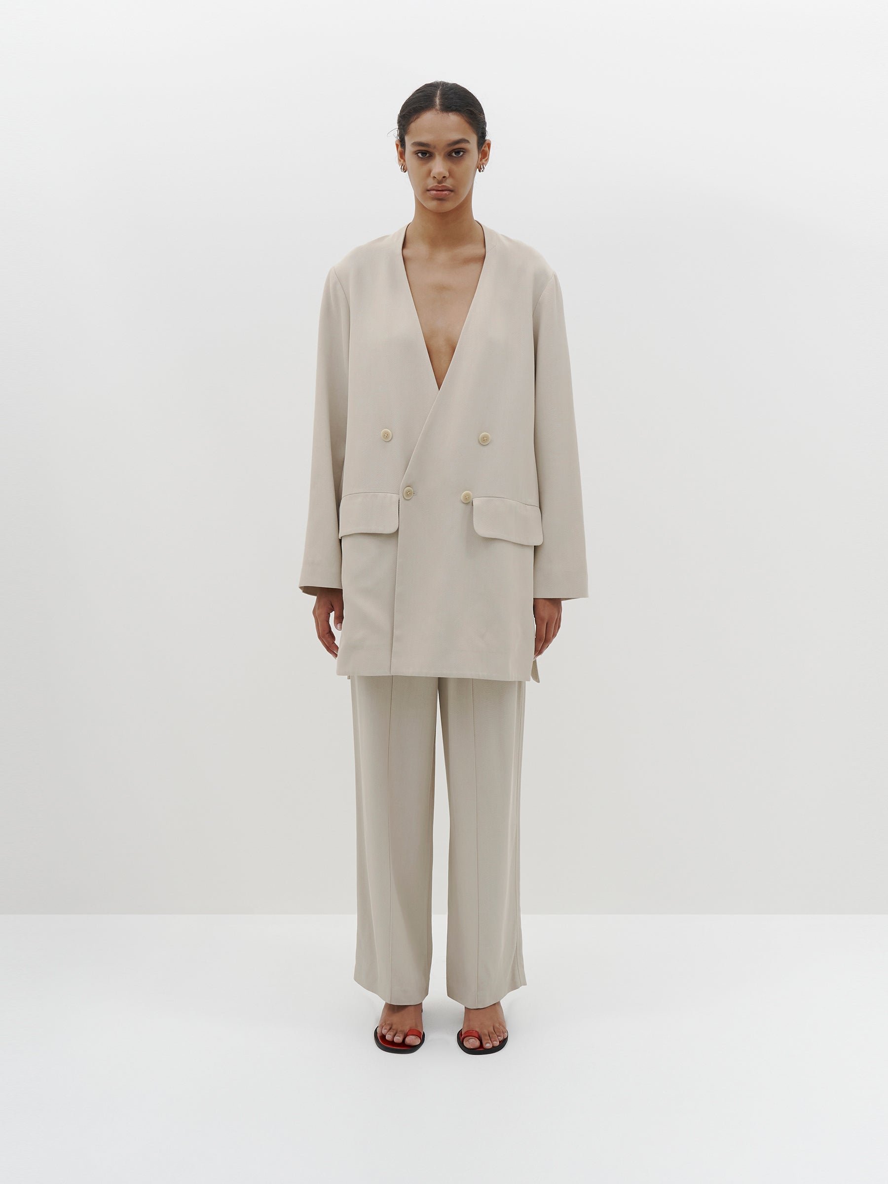 viscose side split travel coat