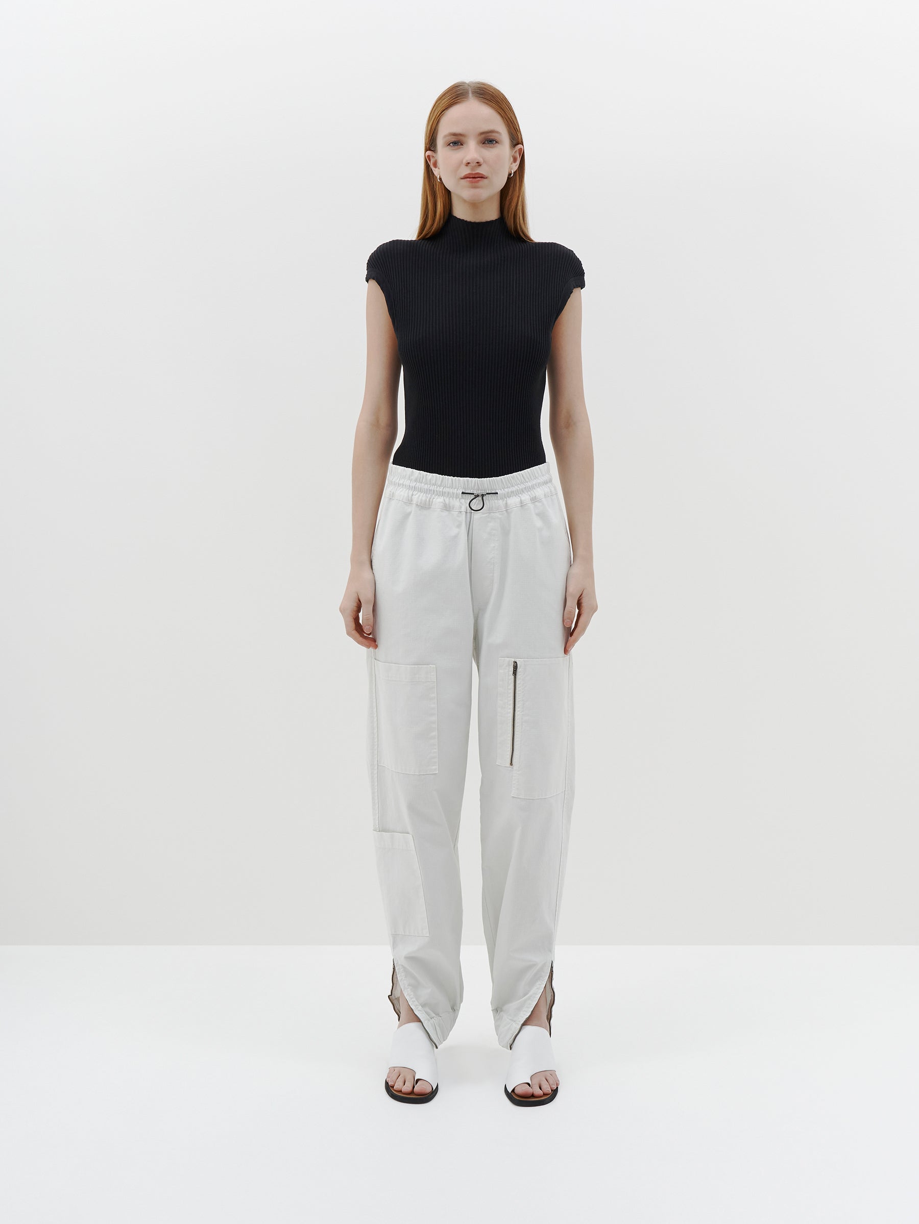 raised neck drapey rib tank