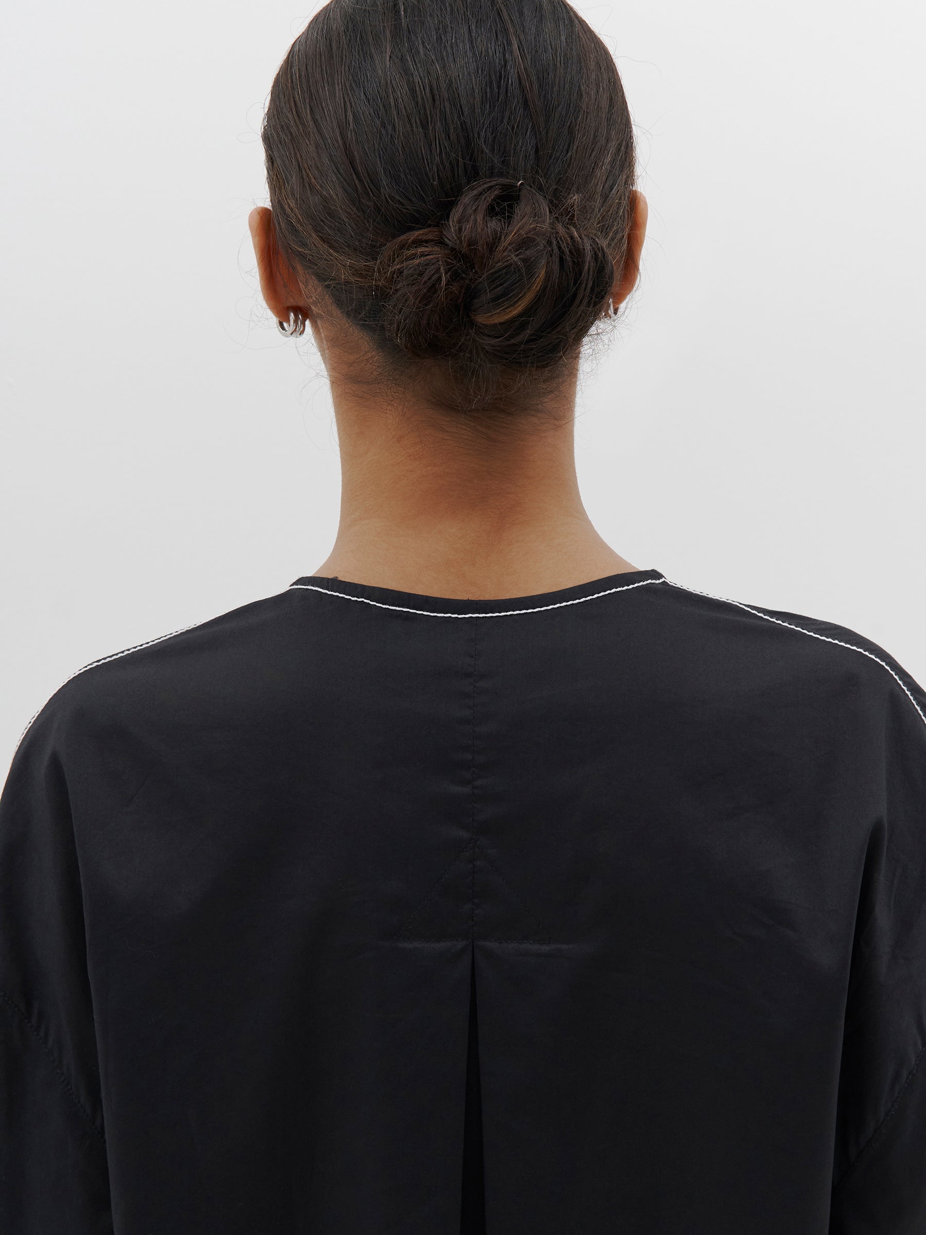 collarless wide placket shirt