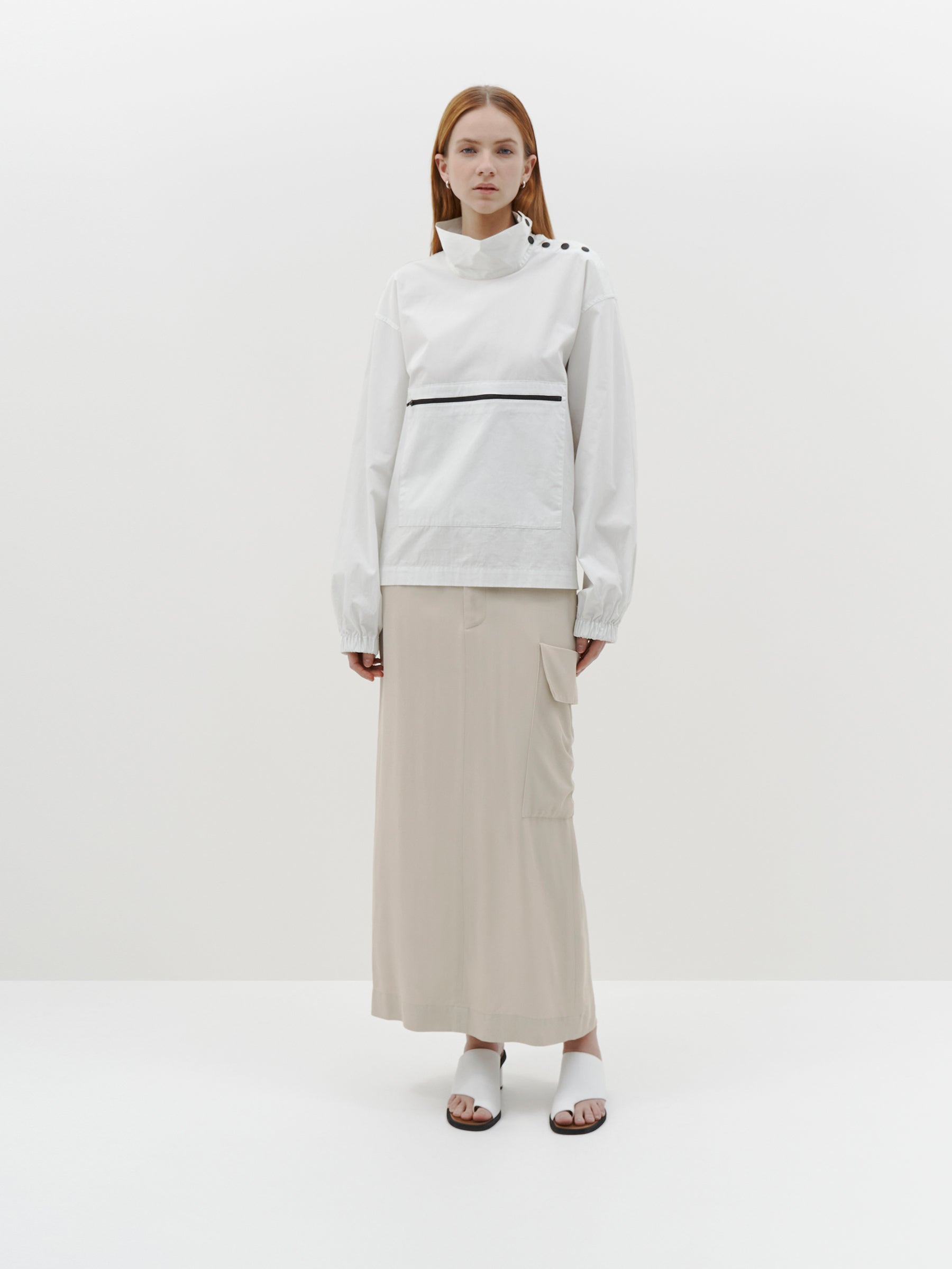 pocket detail poplin sweat