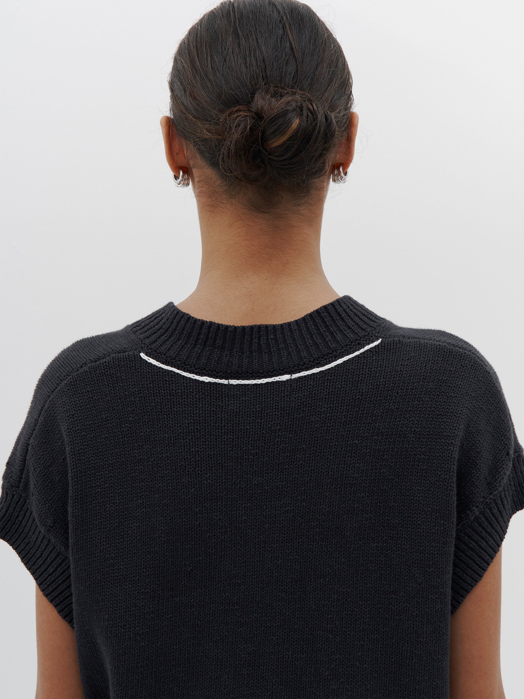 cotton linen v neck boxy vest