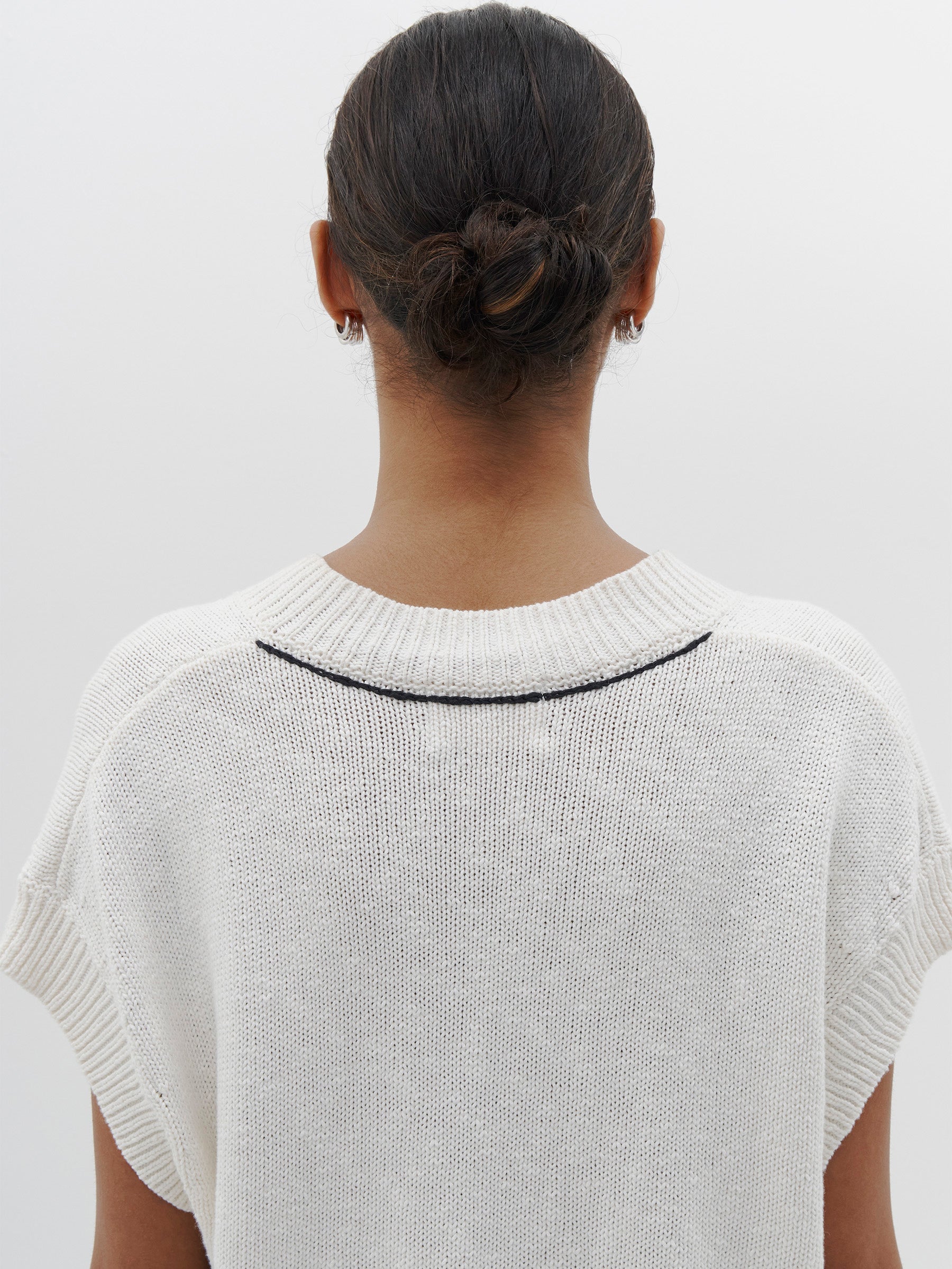 cotton linen v neck boxy vest