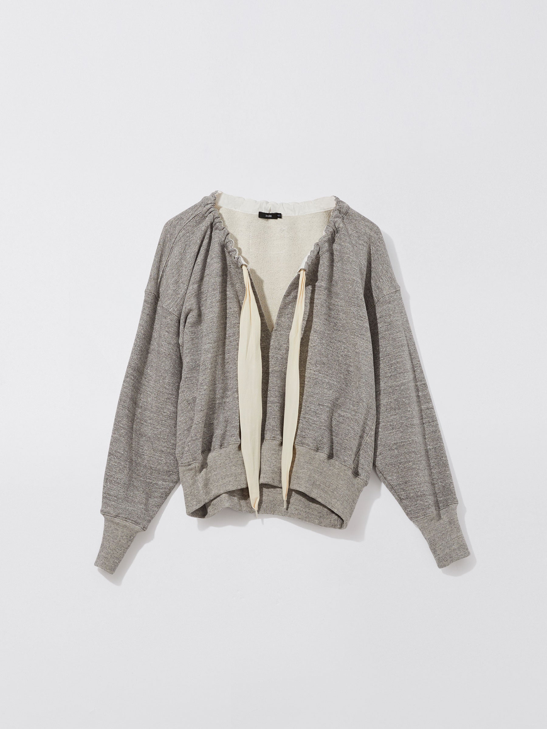 bassike gathered neck batwing sweat in grey marl
