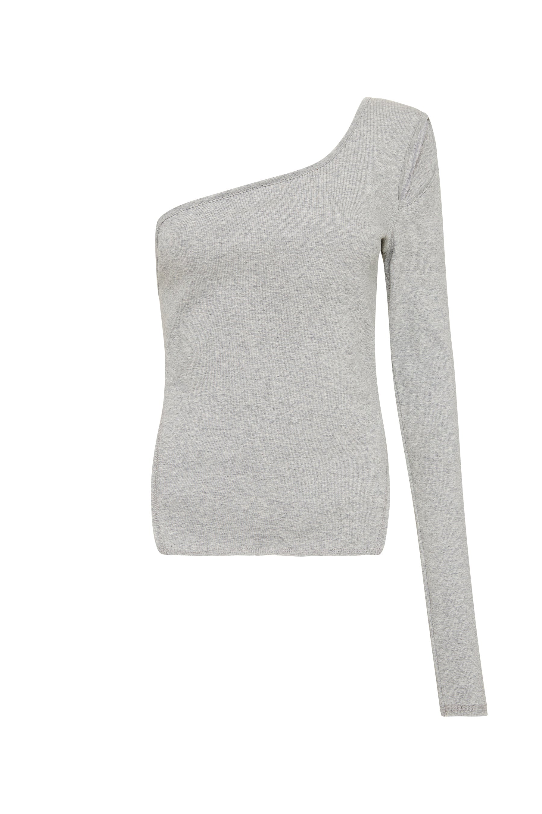 cut out one shoulder rib long sleeve top