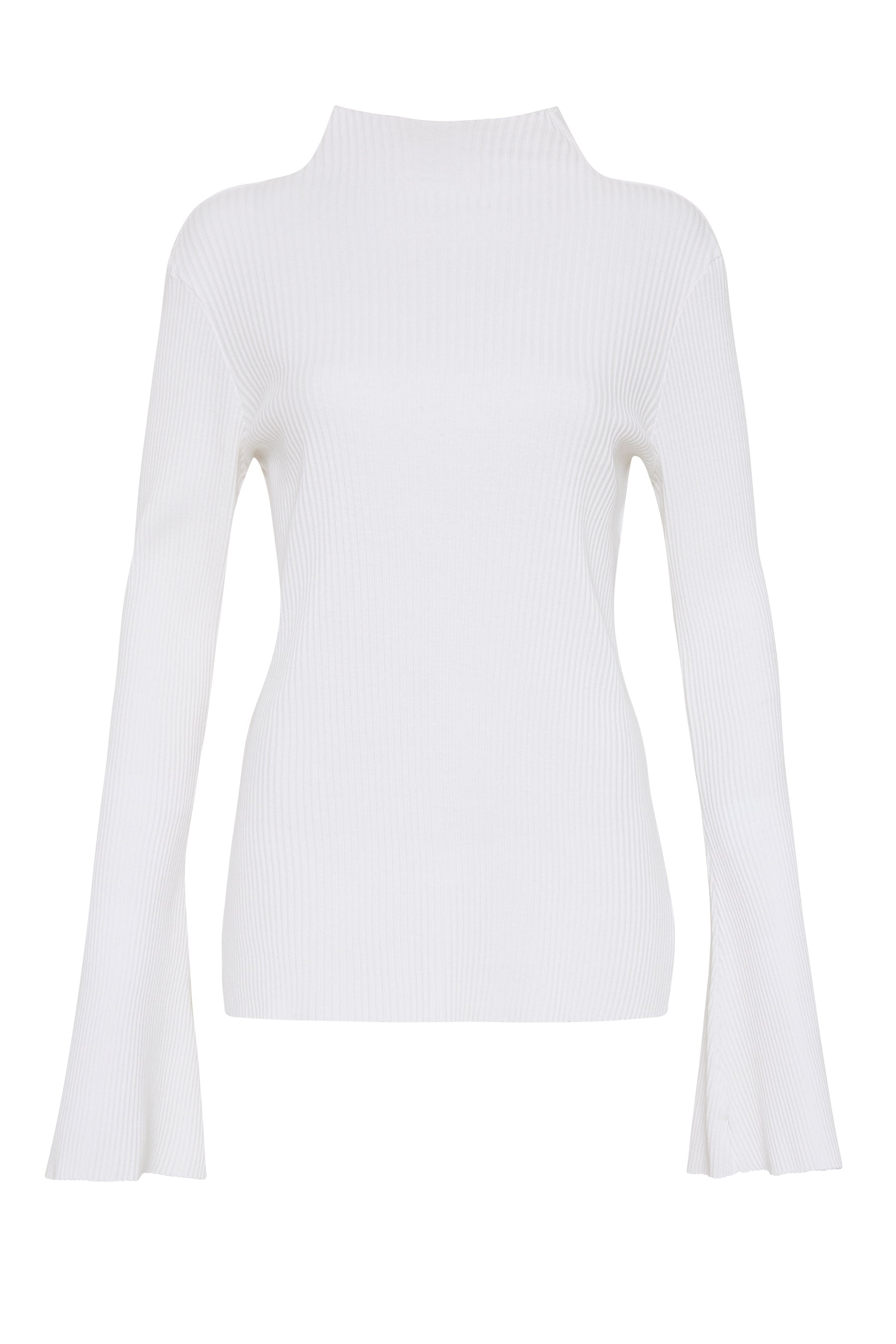 raised neck drapey rib long sleeve top