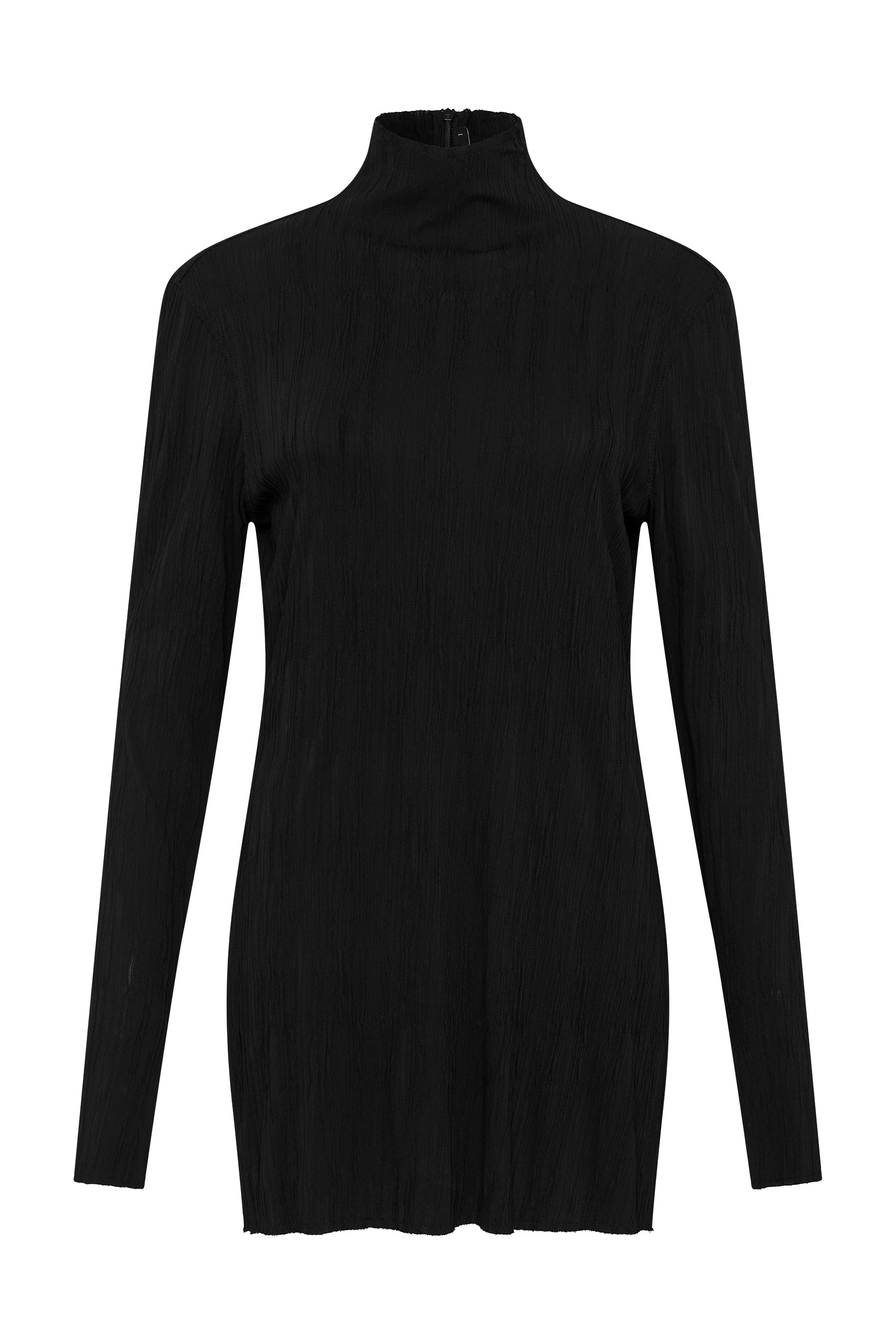 crinkle jersey raised neck long sleeve