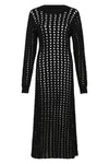 open mesh long sleeve knit dress