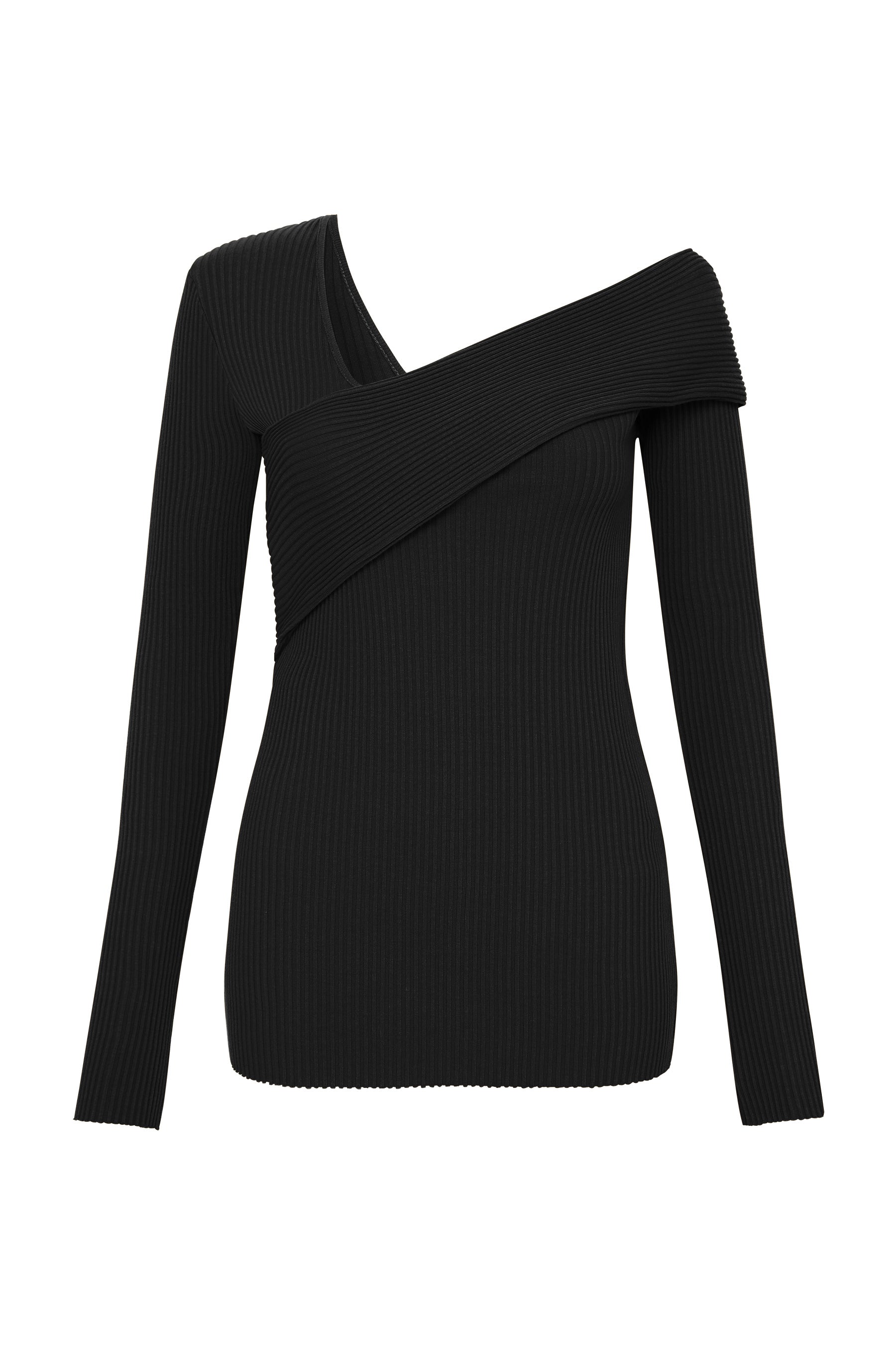drapey rib layered detail long sleeve top
