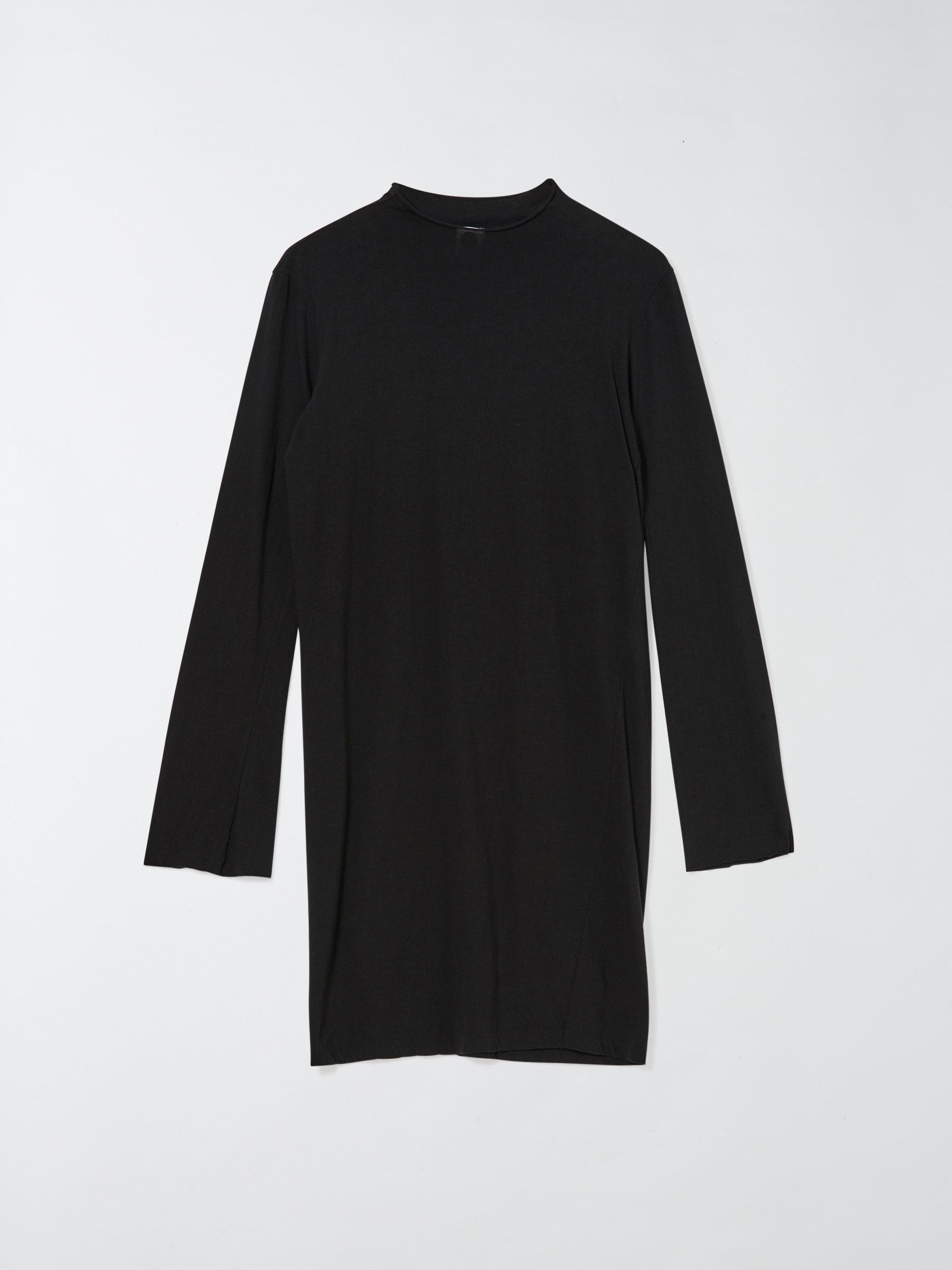 bassike raised neck slim long sleeve dress in black