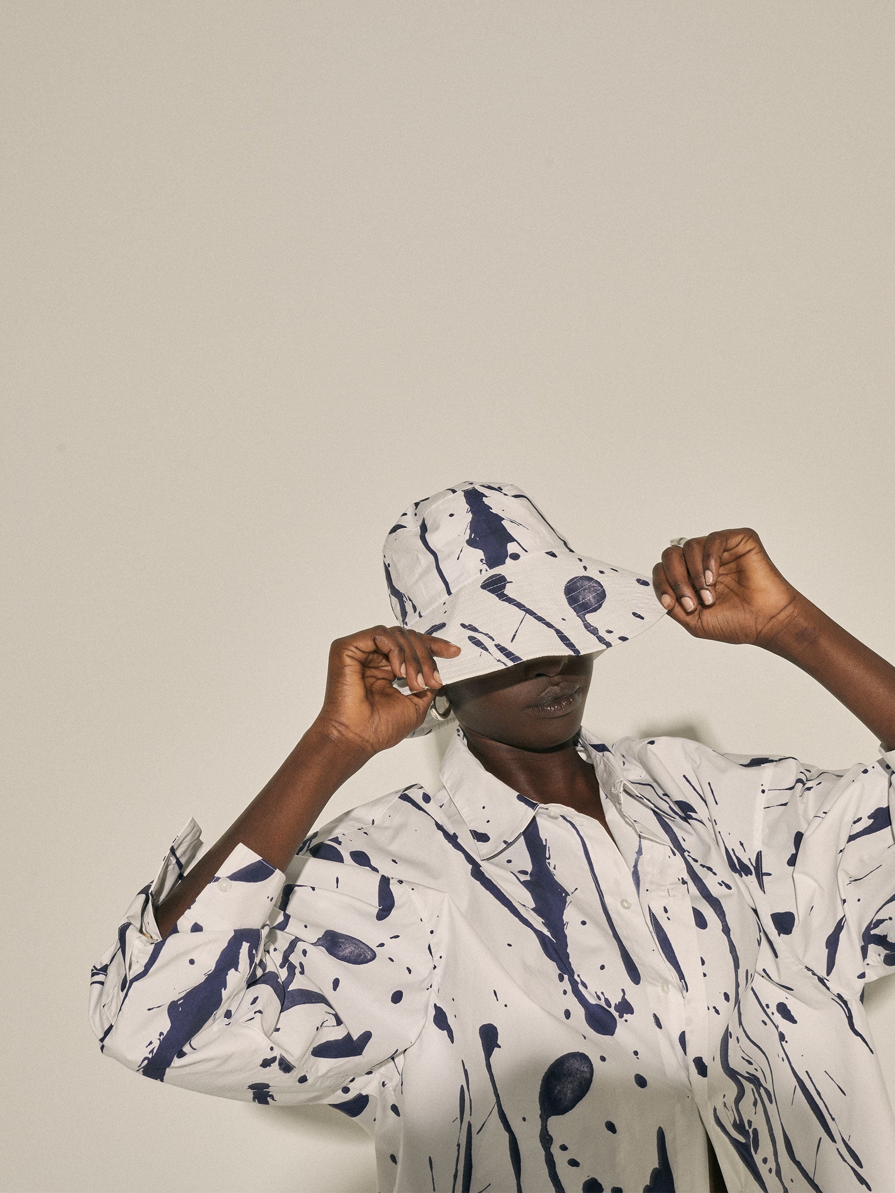 splatter print cotton shirt