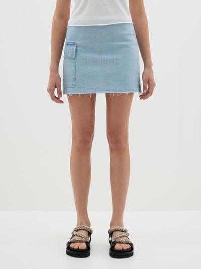 denim utility mini skirt