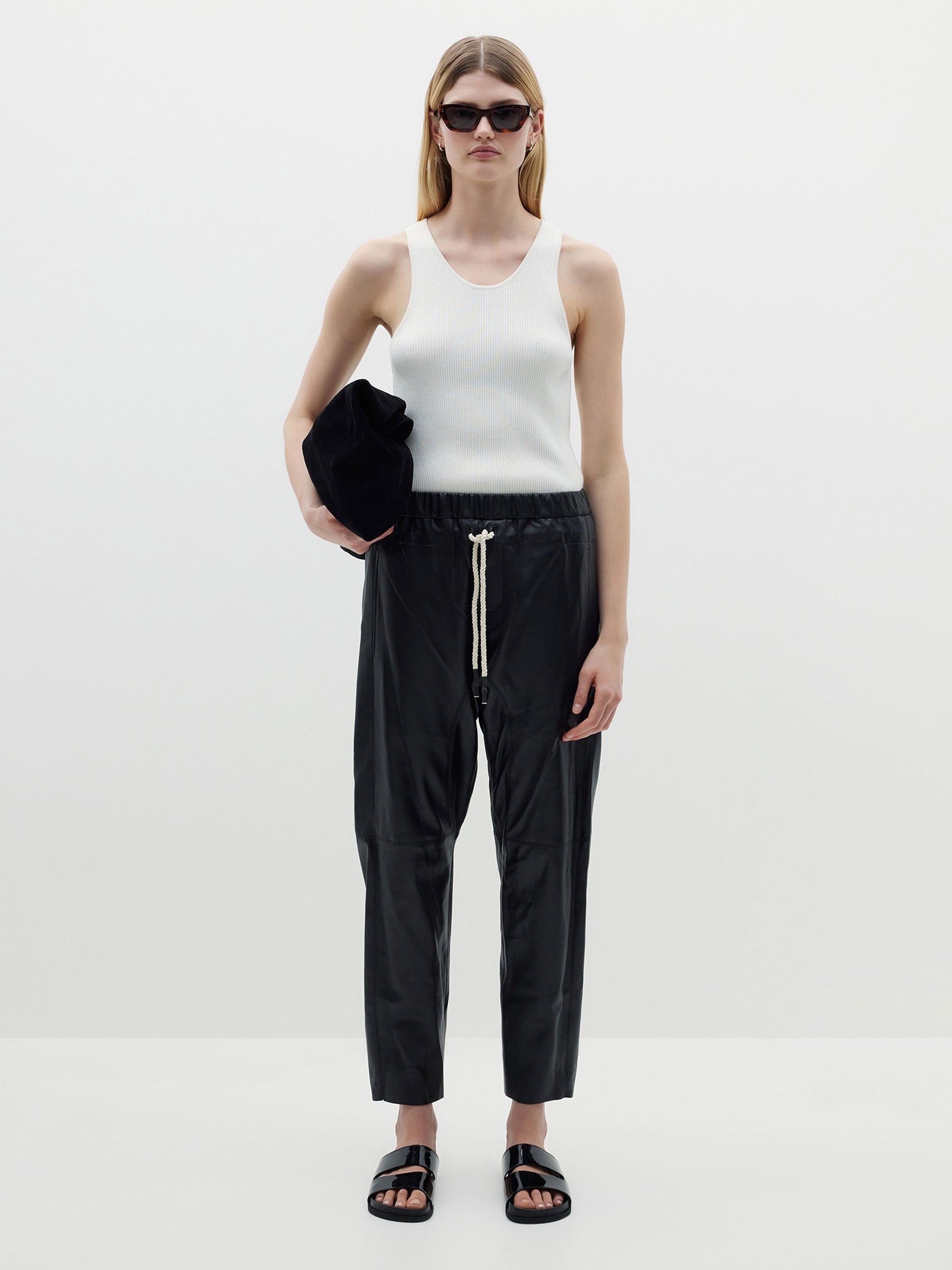 Relaxed sales leather pants