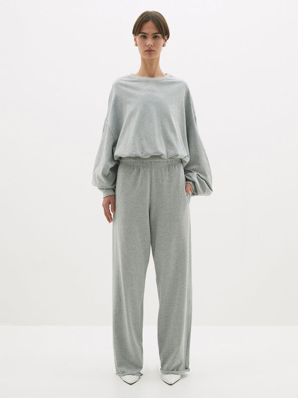 wide leg double jersey pant