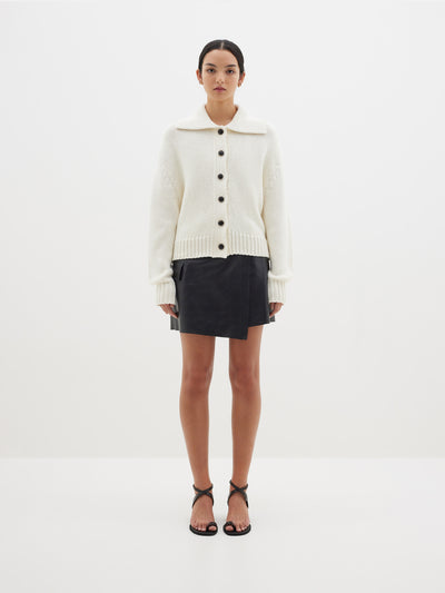 cotton merino polo cardigan