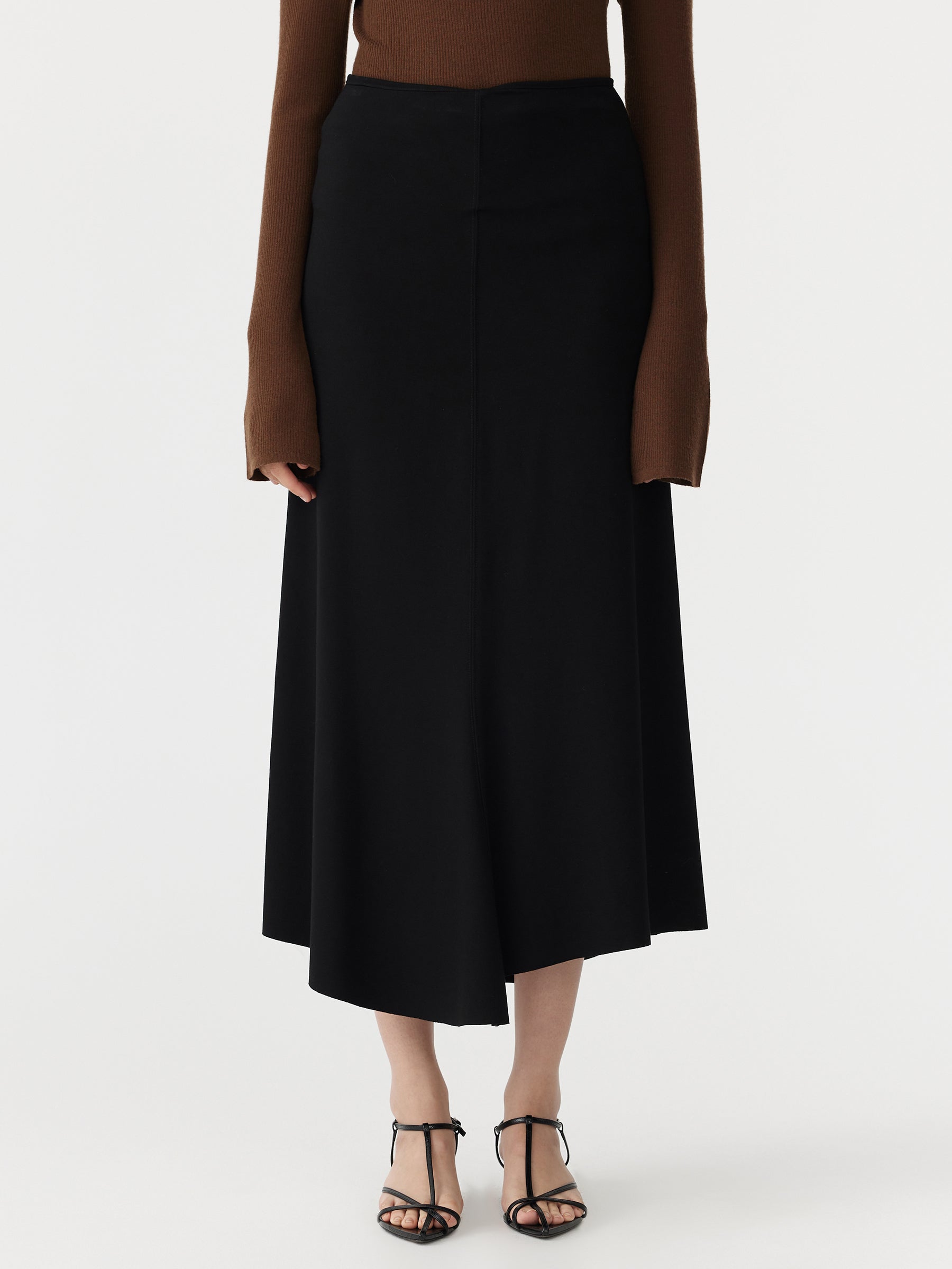 stretch viscose flared skirt bassike