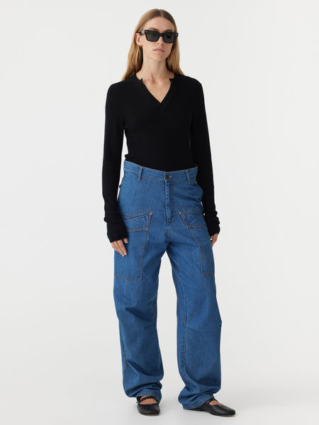 Shirred Denim Wide Leg Jumpsuit – Ashley Stewart