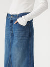 maxi panelled denim skirt