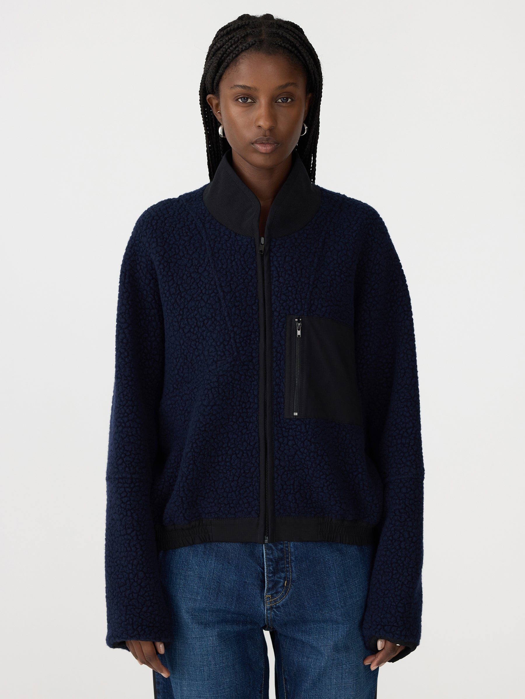 Boiled Wool Zip Up Jacket