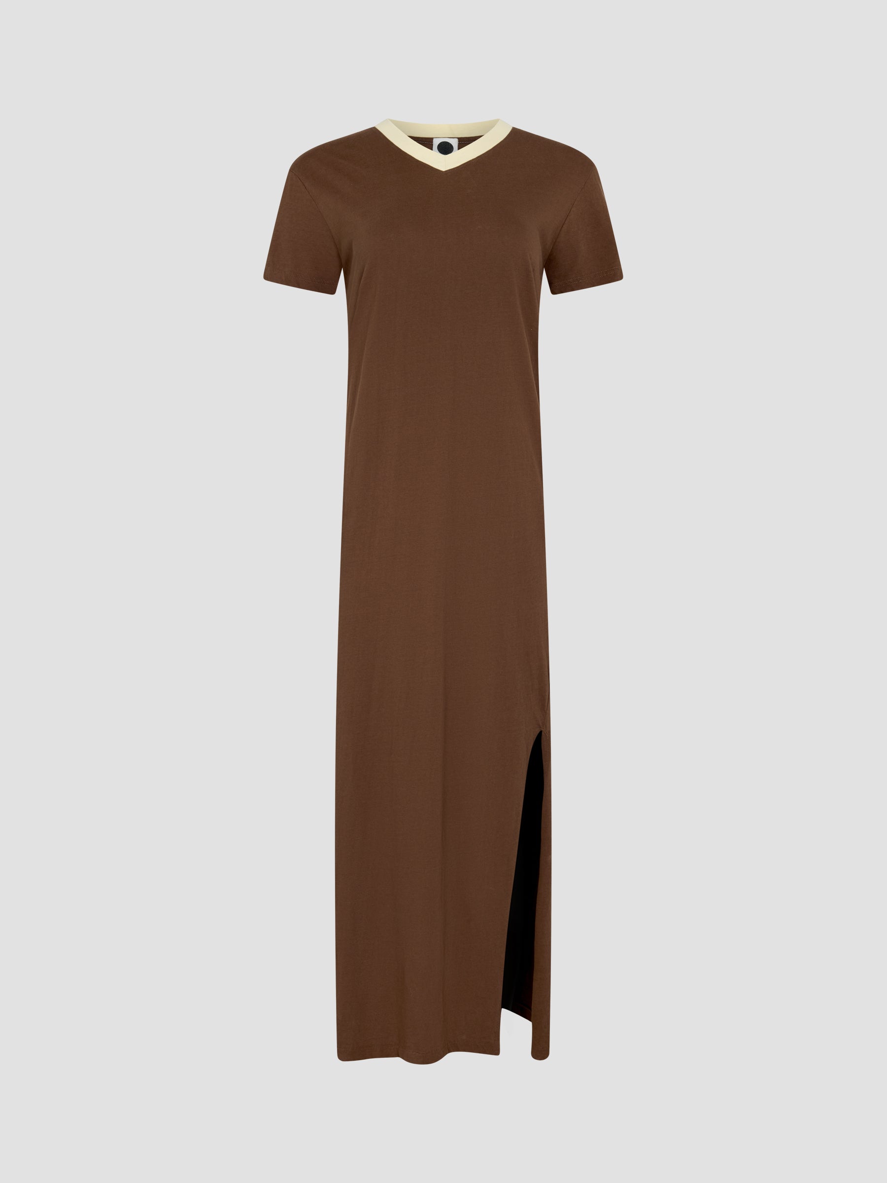V Neck Longerline Short Sleeve Dress – BASSIKE