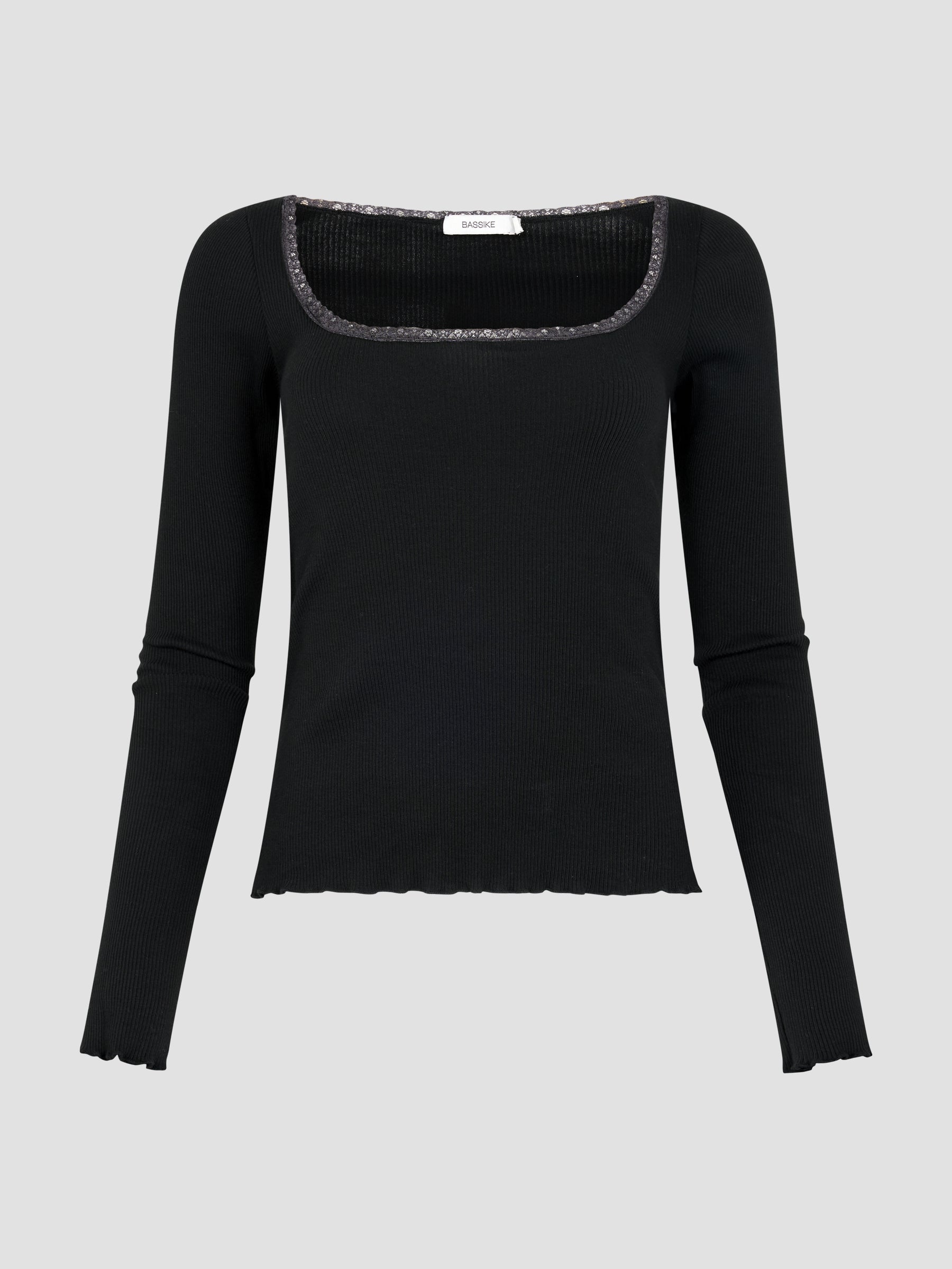 Slim Rib Lace Long Sleeve Top – BASSIKE
