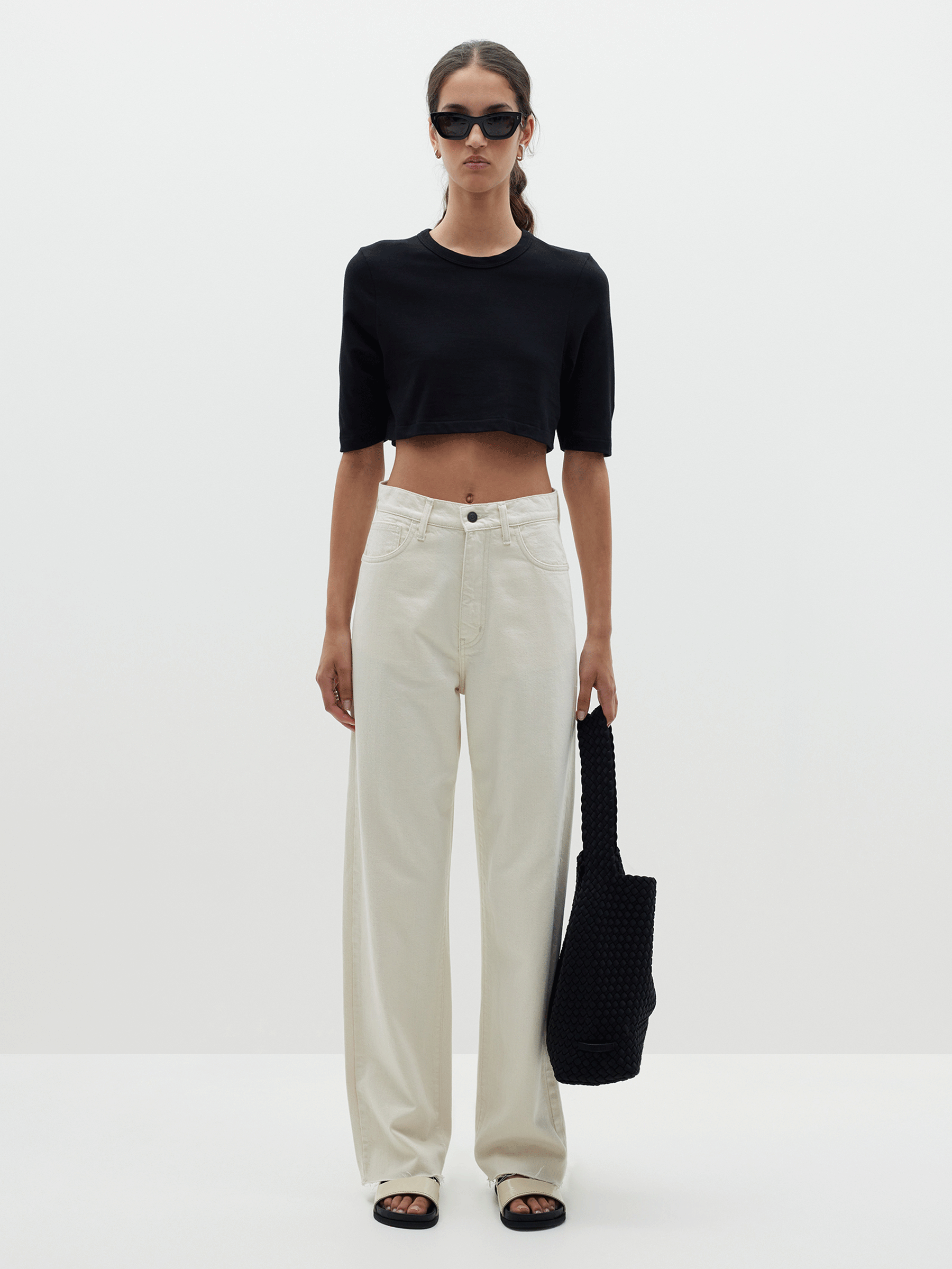 high rise straight leg jean