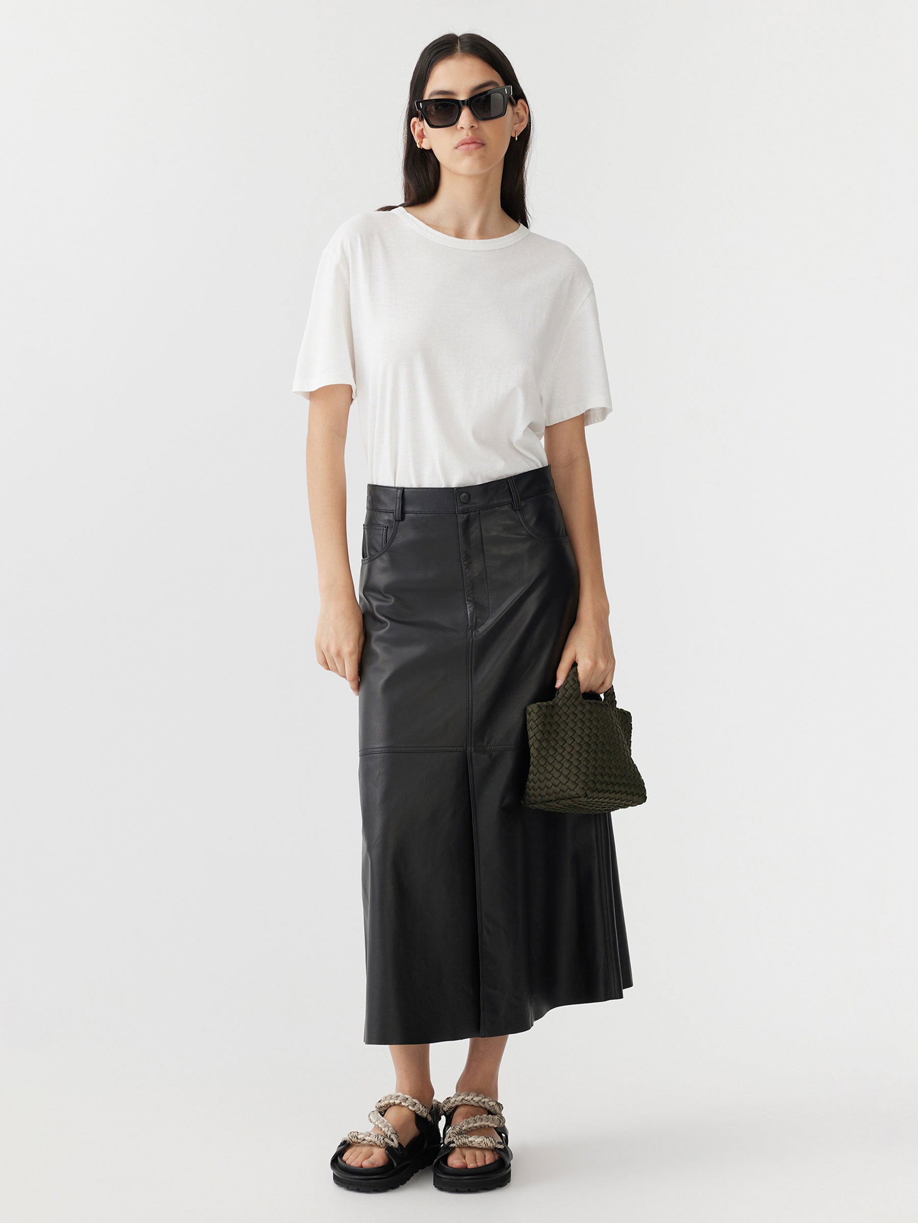 Longline Leather Skirt