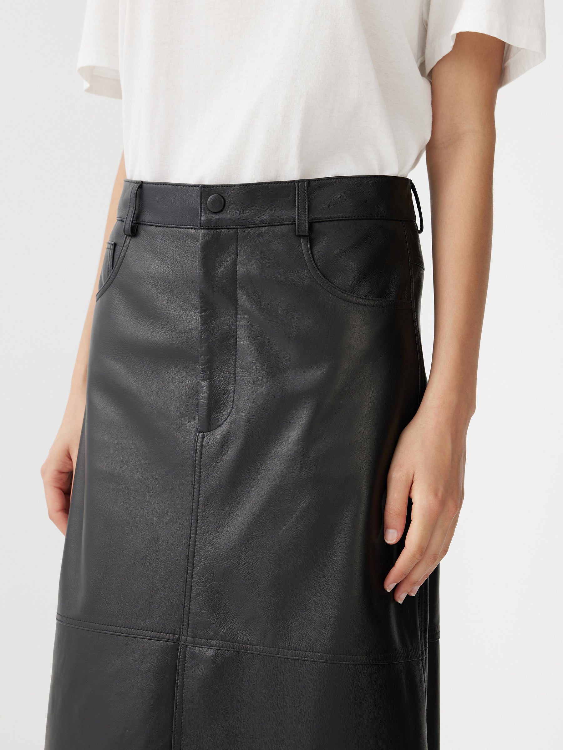 Longline Leather Skirt