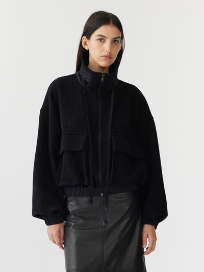 woollen zip front jacket