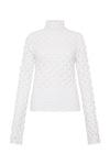 raised neck long sleeve lace top