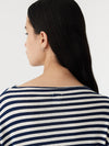 stripe raw neck boxy long sleeve t.shirt