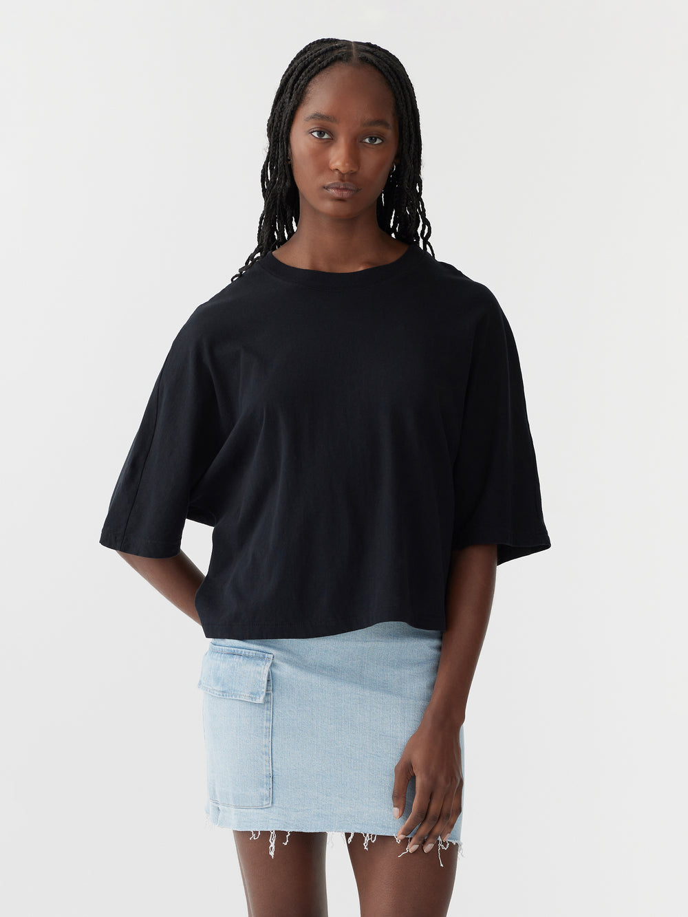 cropped boxy short sleeve t.shirt